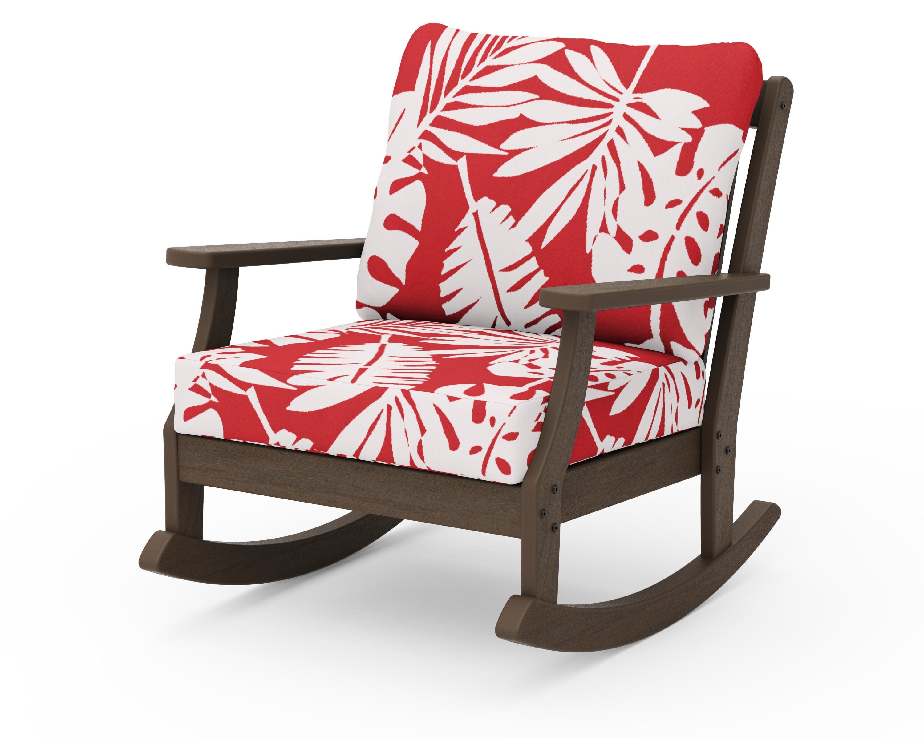 Braxton Deep Seating Rocking Chair in Kona / Leaf Crimson