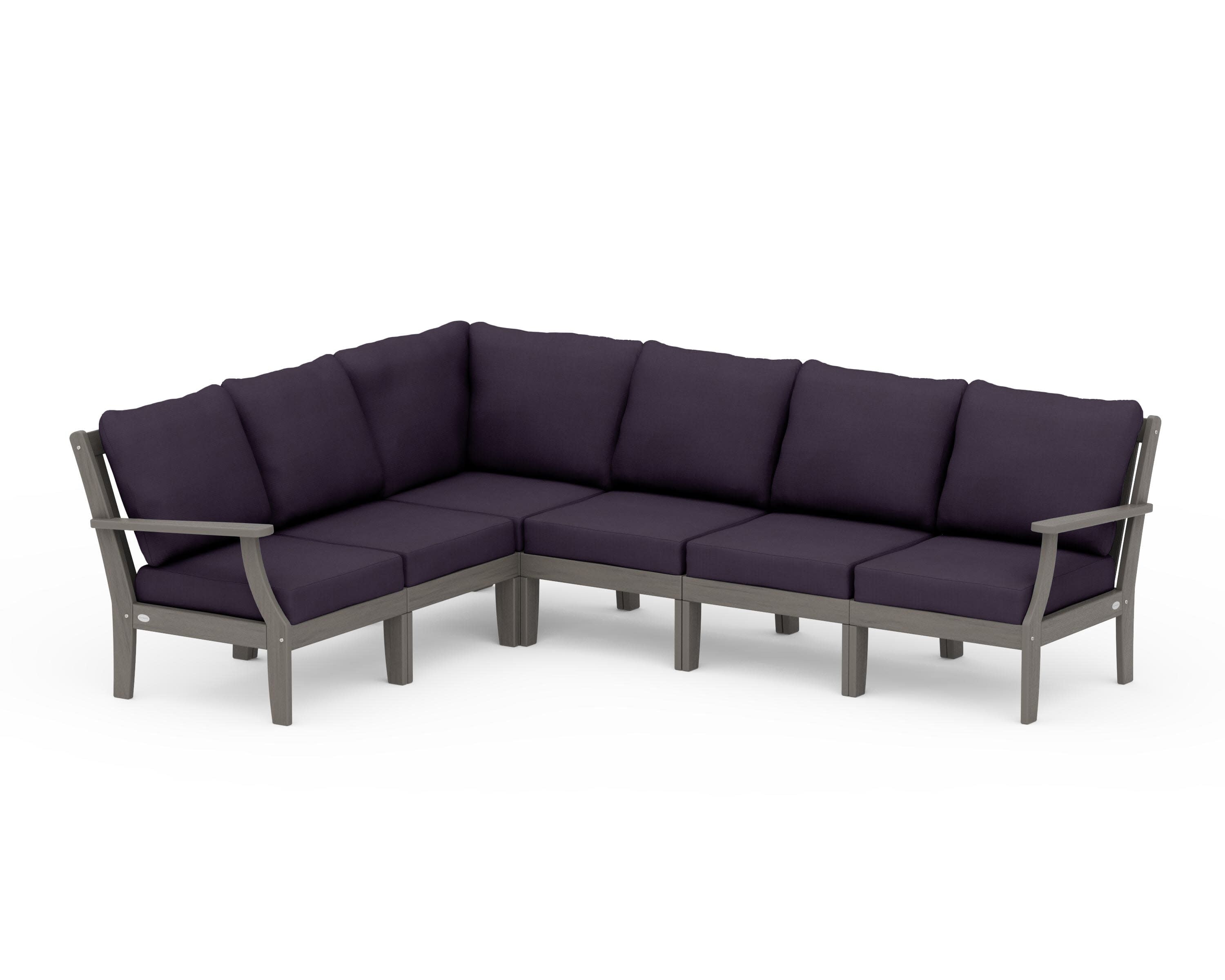 Braxton Modular 6-Piece Deep Seating Set in Driftwood / Navy Linen