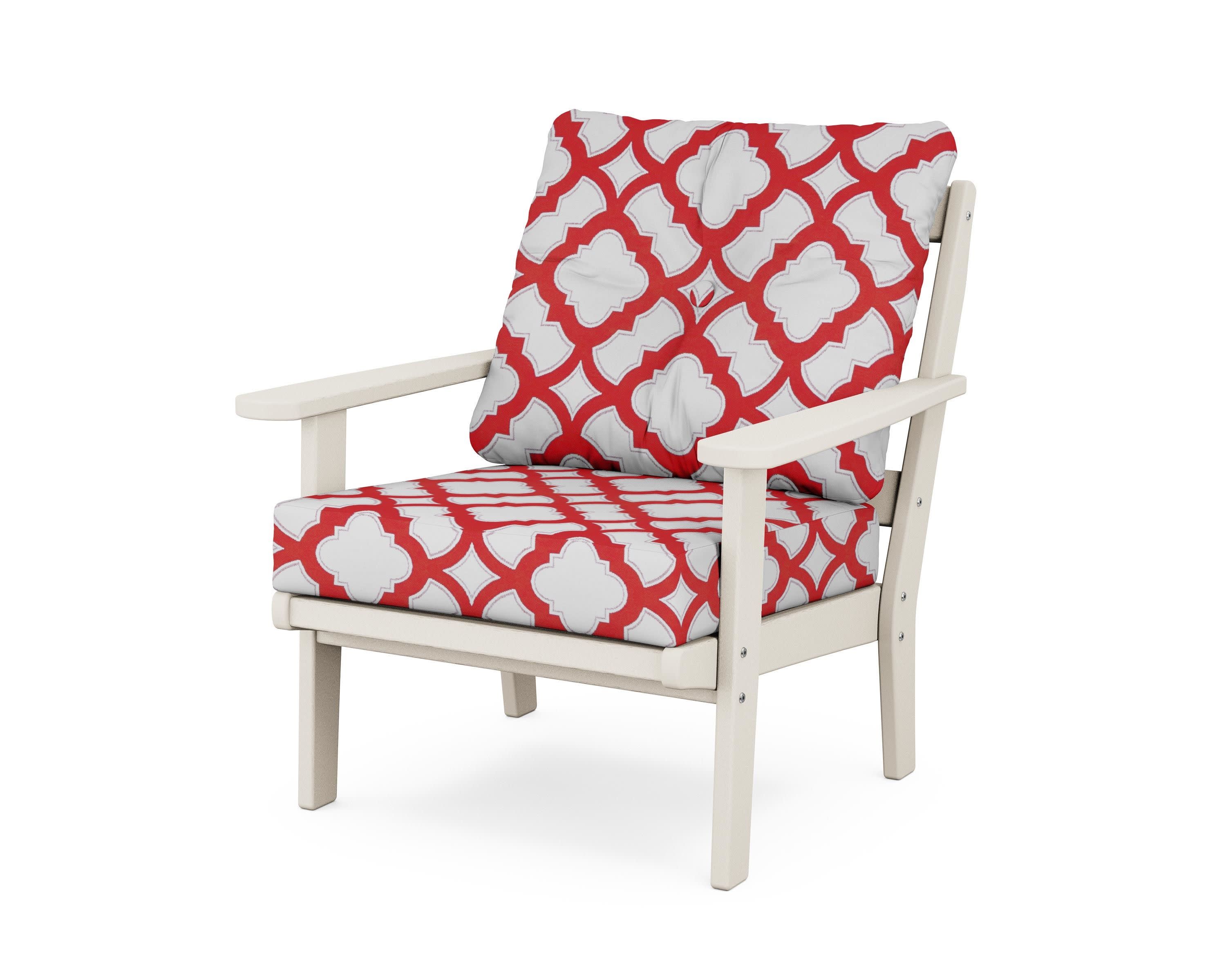 Mission Deep Seating Chair in Sand / Trellis Crimson