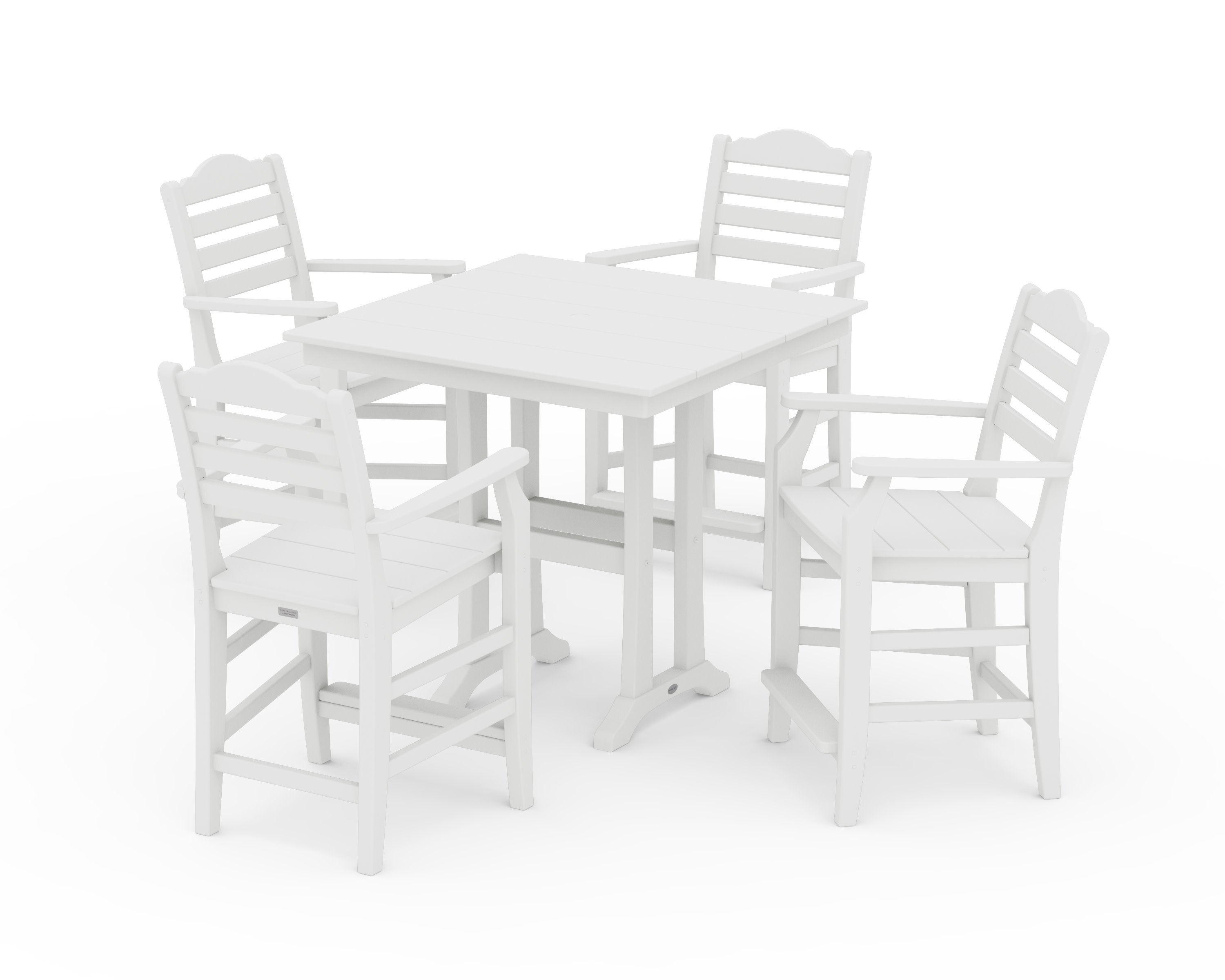 Savannah 5-Piece Farmhouse Counter Set with Trestle Legs in White
