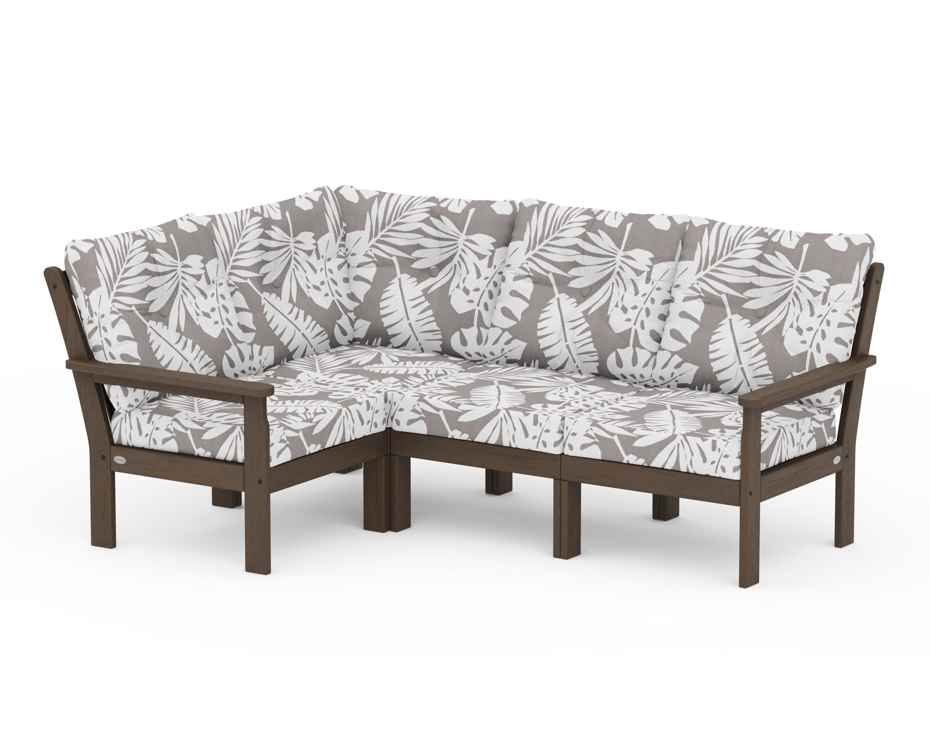 Vineyard 4-Piece Sectional in Kona / Leaf Grey Mist