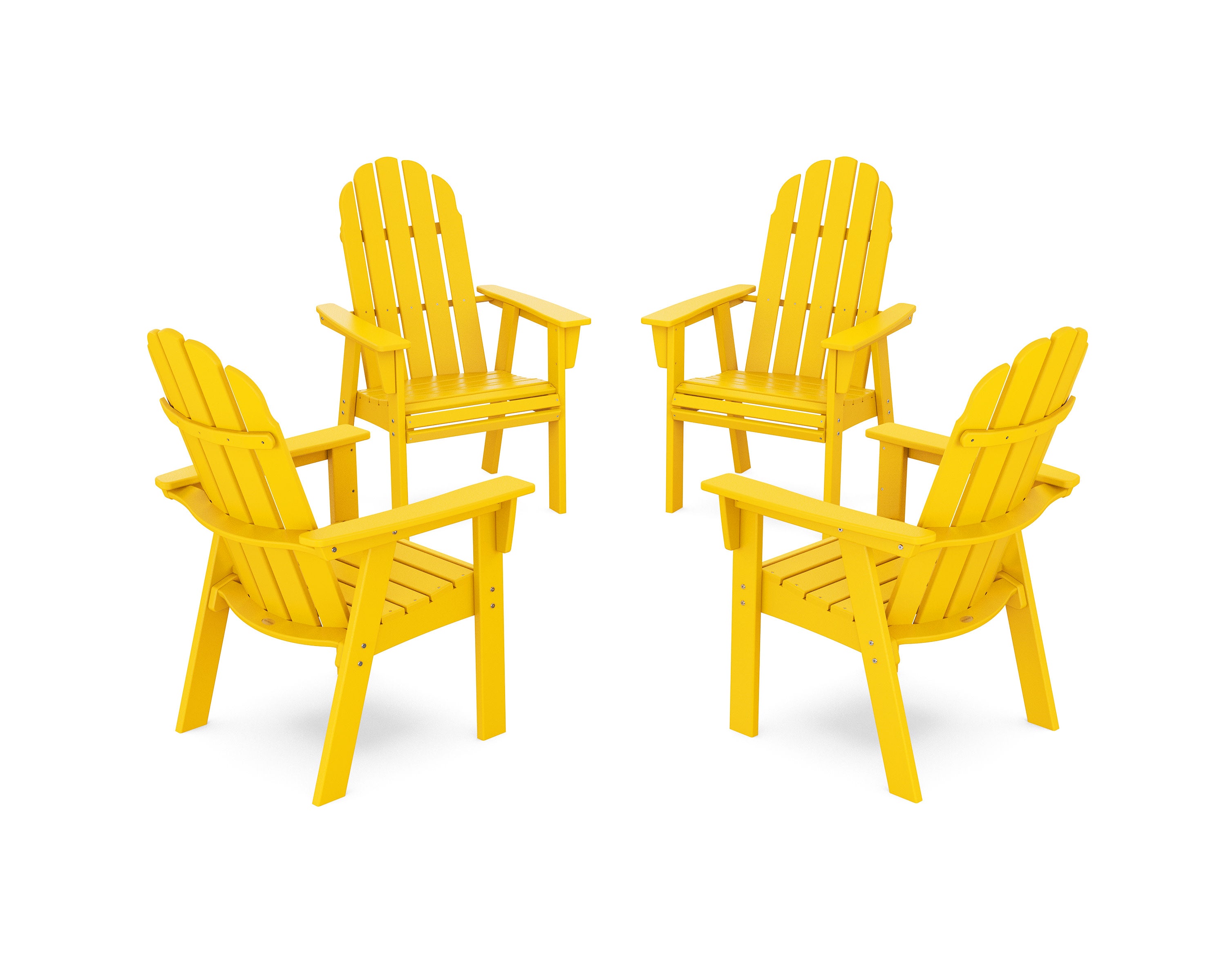 Vineyard 4-Piece Curveback Upright Adirondack Conversation Set in Lemon