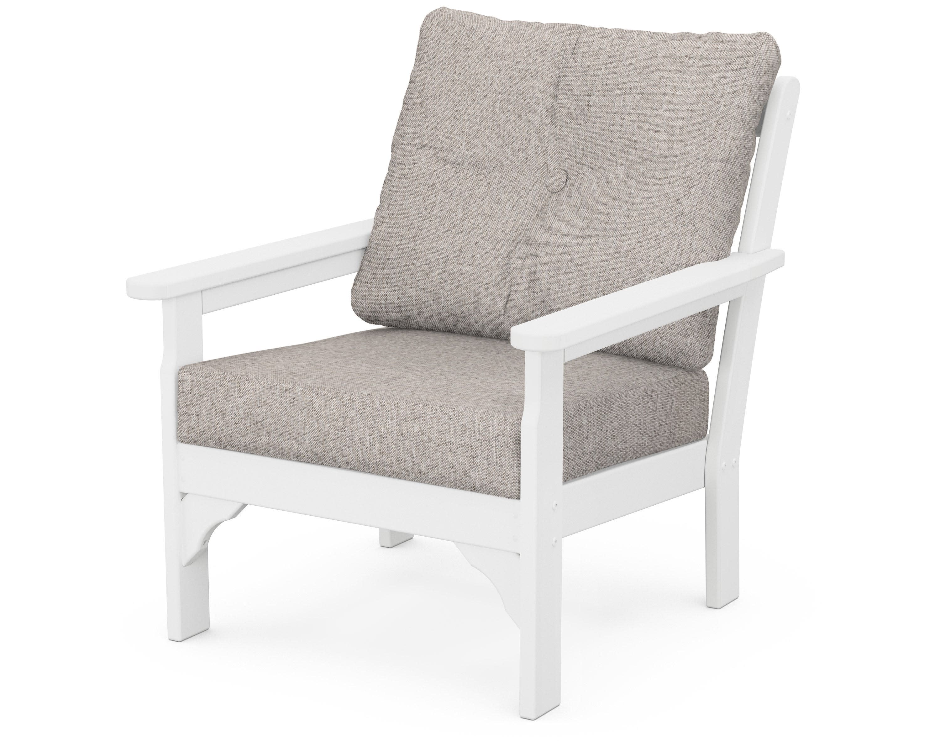 Vineyard Deep Seating Chair in White / Weathered Tweed