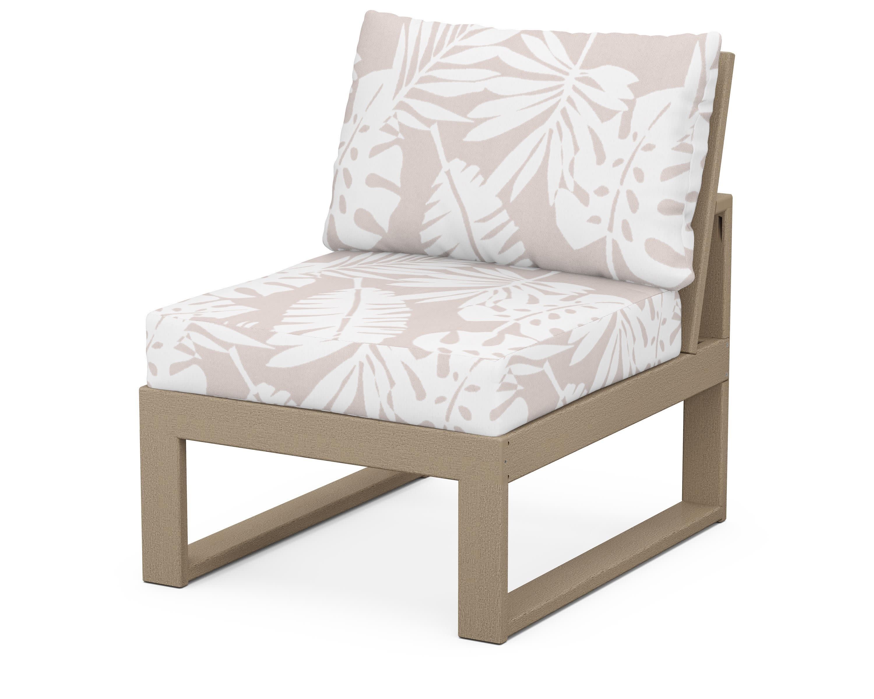Modular Armless Chair in Vintage Sahara / Leaf Dune Burlap