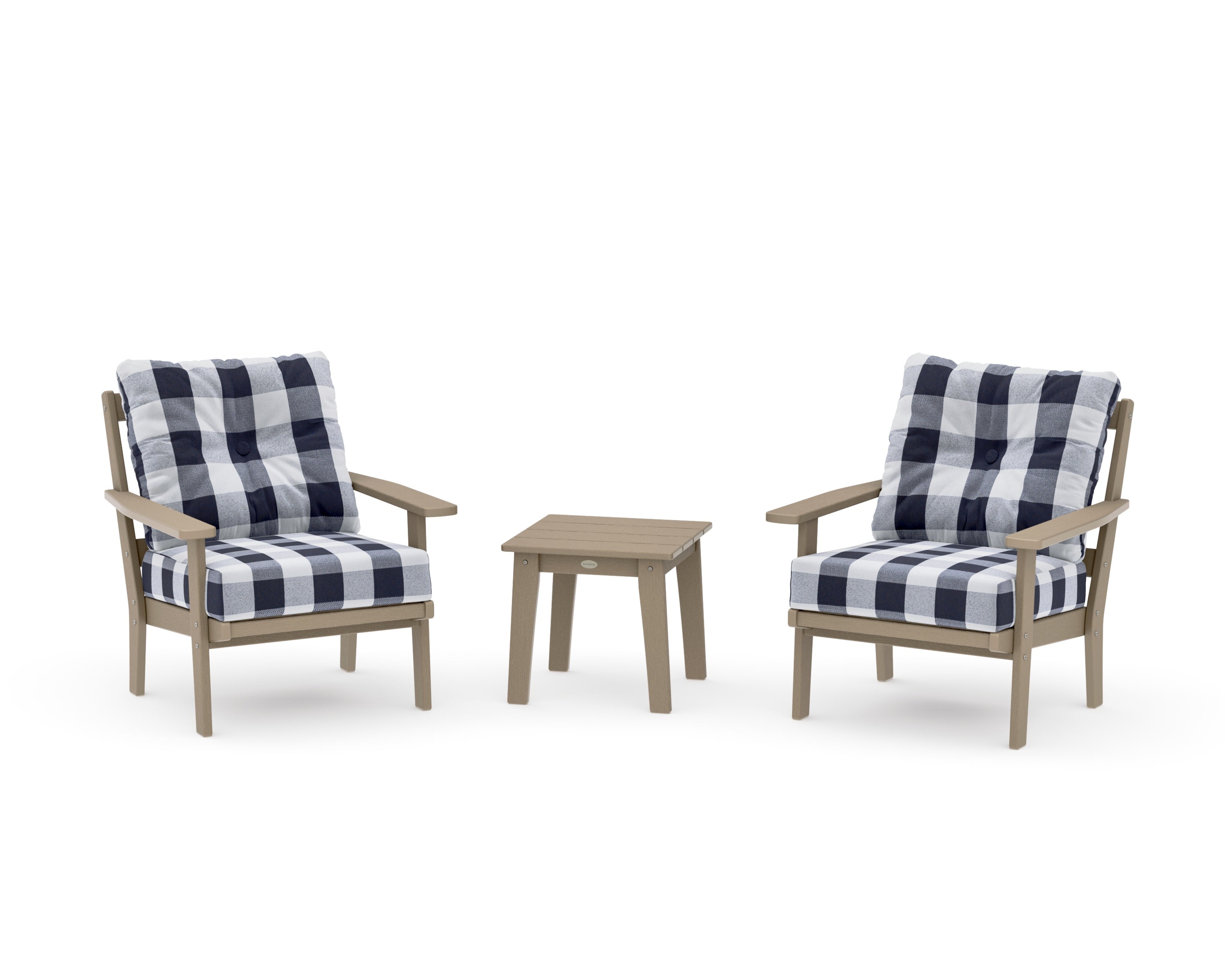 Prairie 3-Piece Deep Seating Set in Vintage Sahara / Buffalo Plaid Navy