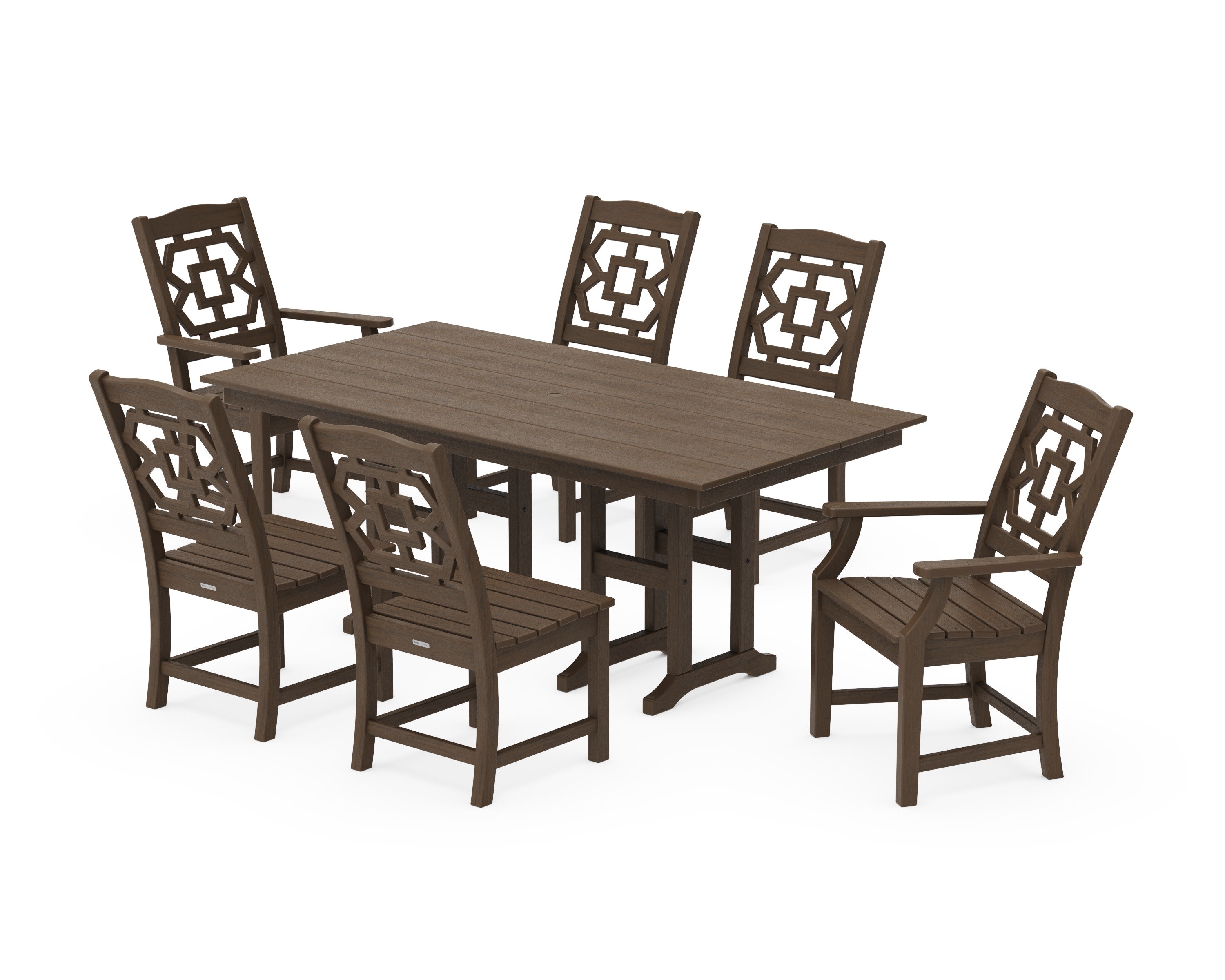 Chinoiserie 7-Piece Farmhouse Dining Set in Kona