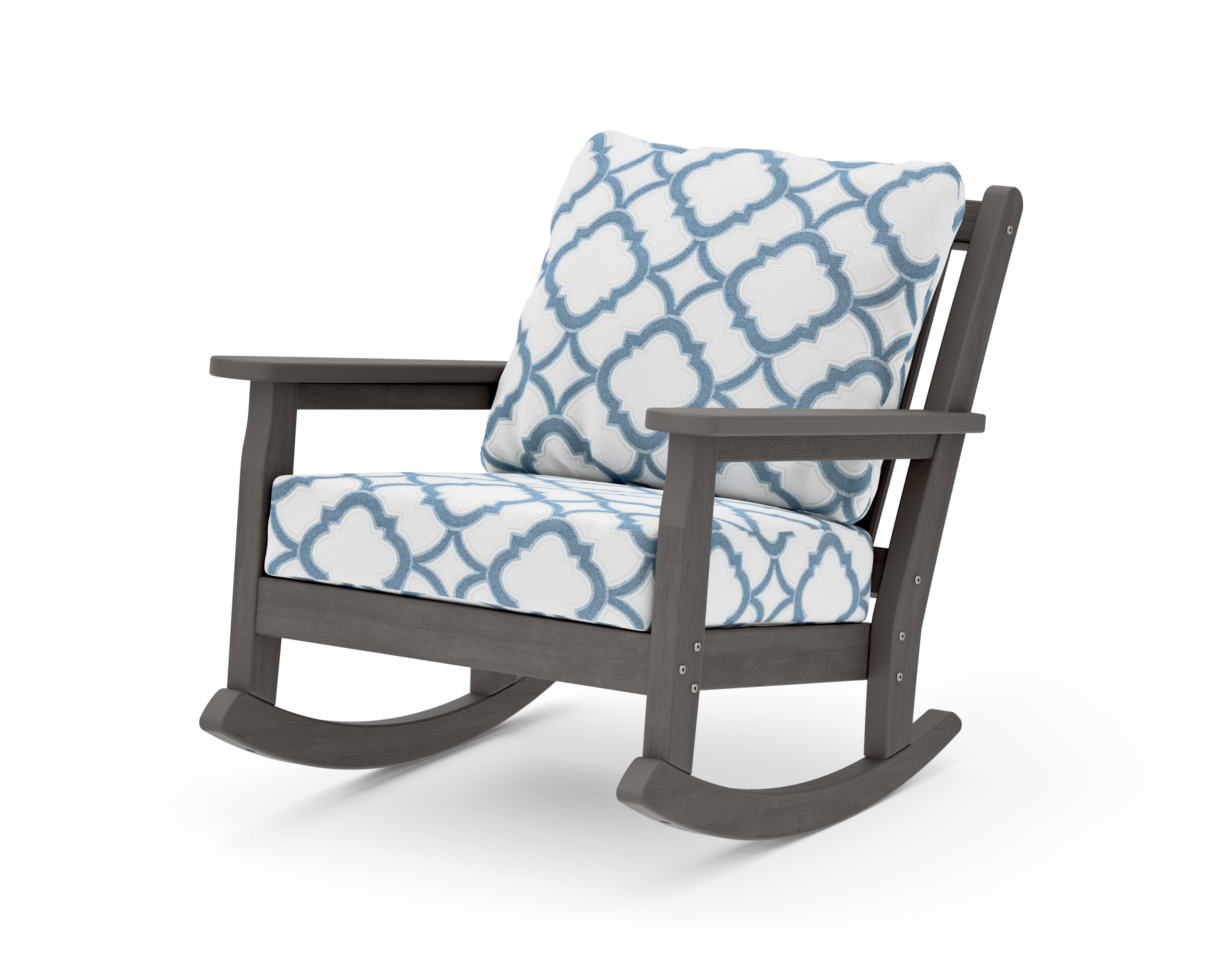 Chippendale Deep Seating Rocking Chair in Driftwood / Trellis Sky Blue