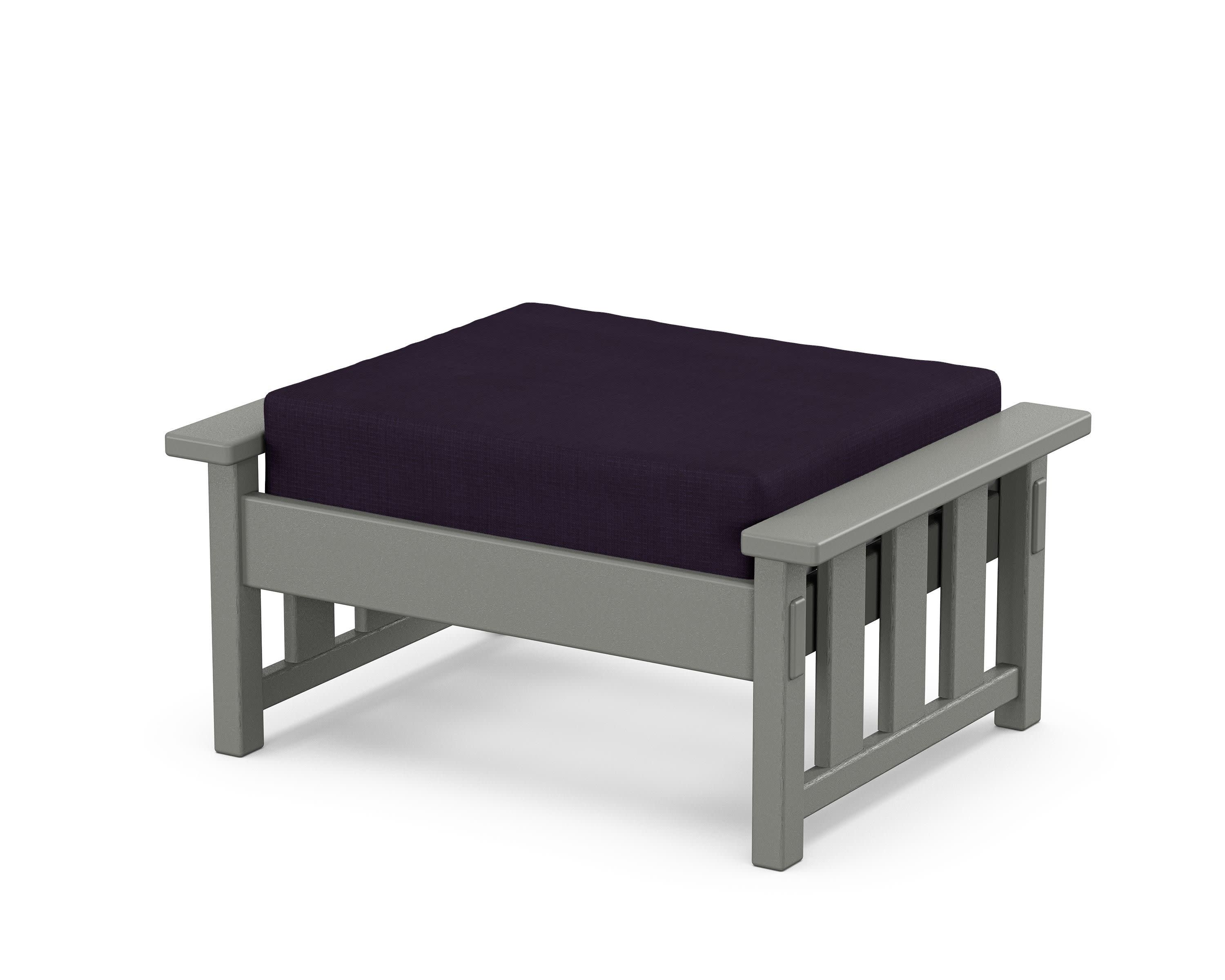 Acadia Deep Seating Ottoman in Slate Grey / Navy Linen