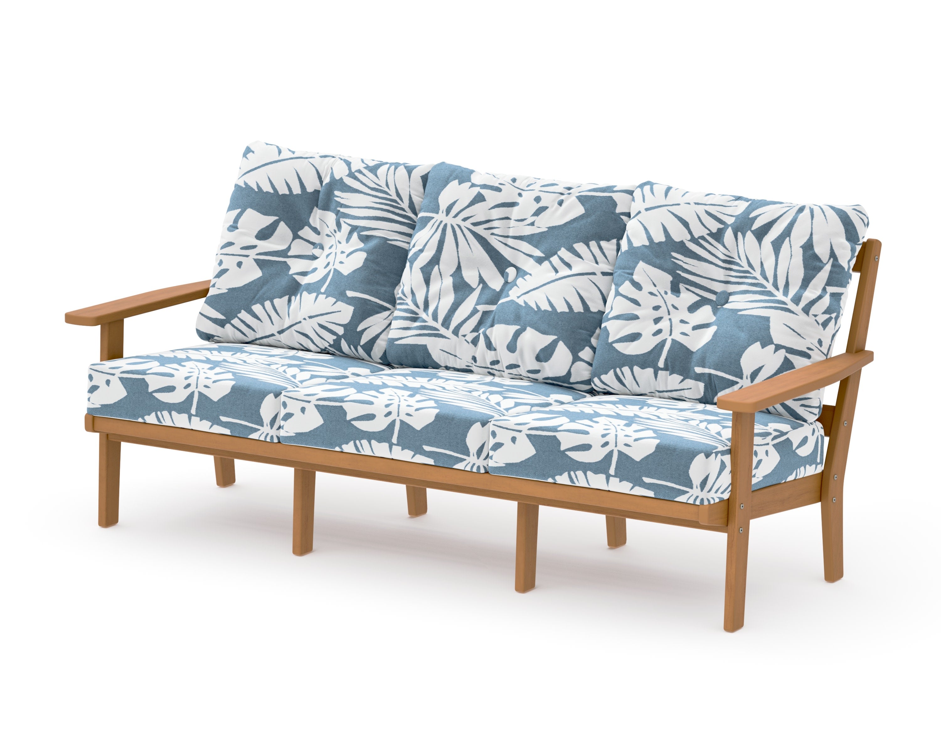 PrairieDeep Seating Sofa in Natural / Leaf Sky Blue