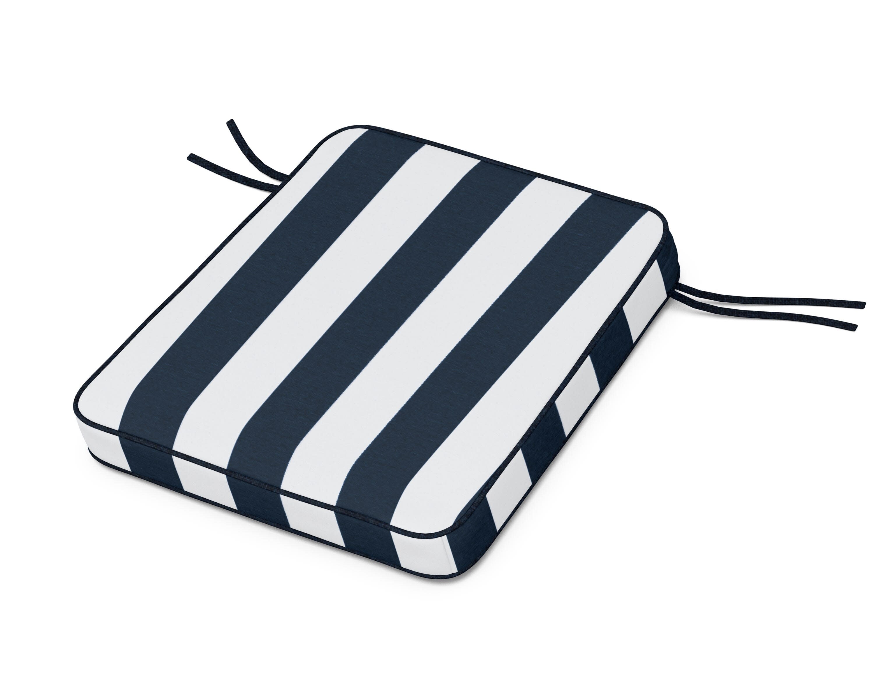 Chinoiserie Rocker Seat Cushion in Cabana Stripe Marine Indigo