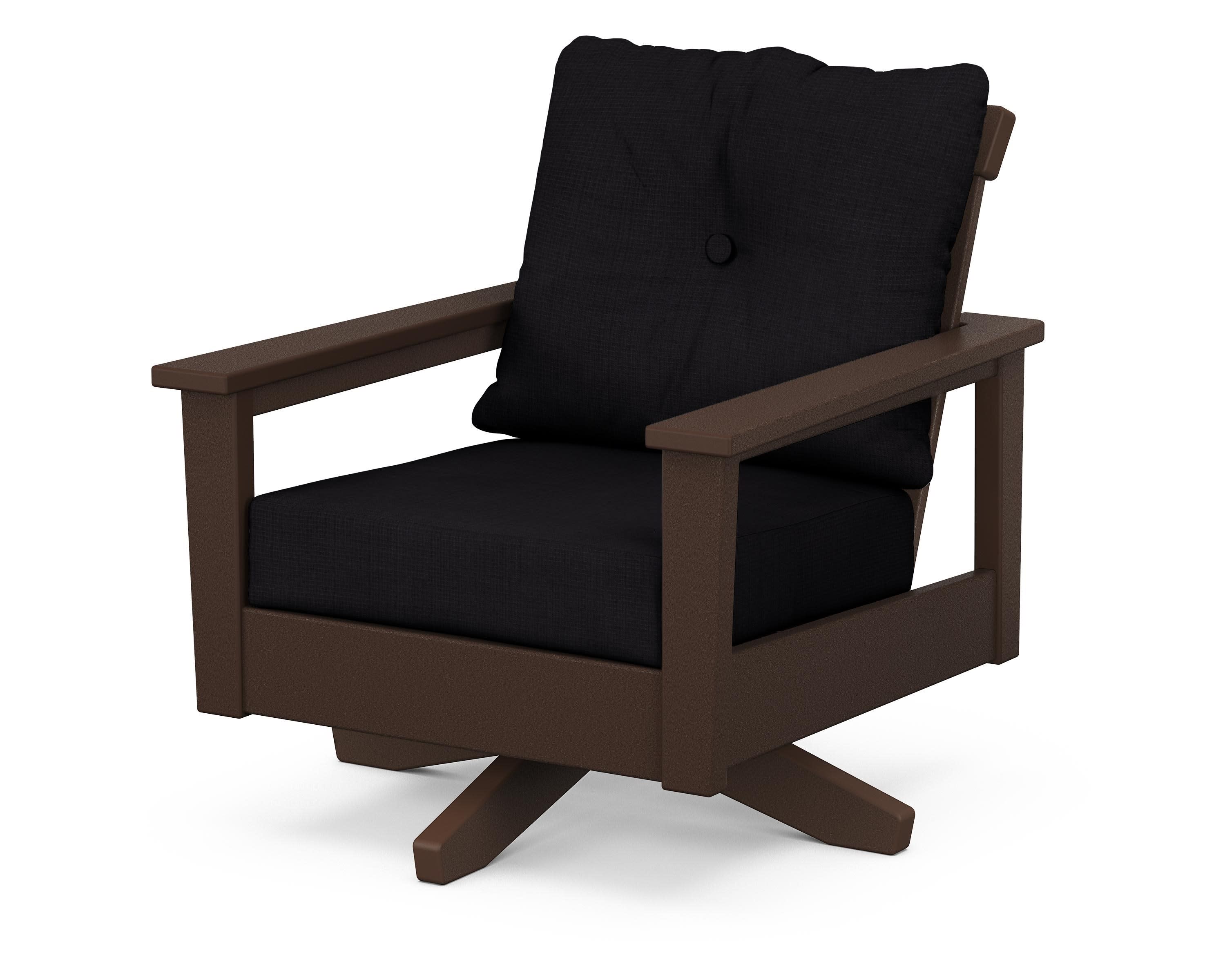 Prescott Deep Seating Swivel Chair in Mahogany / Midnight Linen