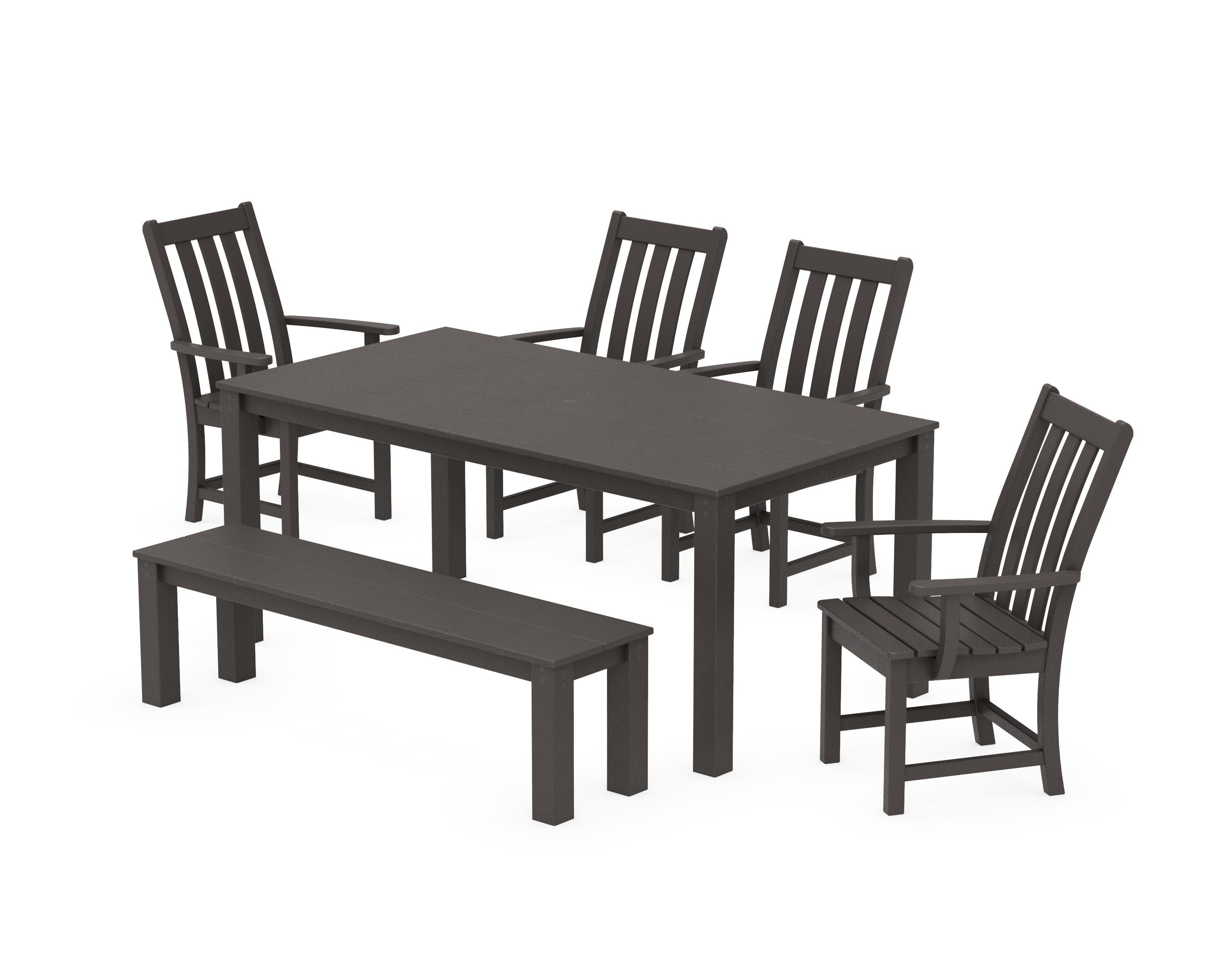 Vineyard 6-Piece Parsons Dining Set with Bench in Vintage Coffee