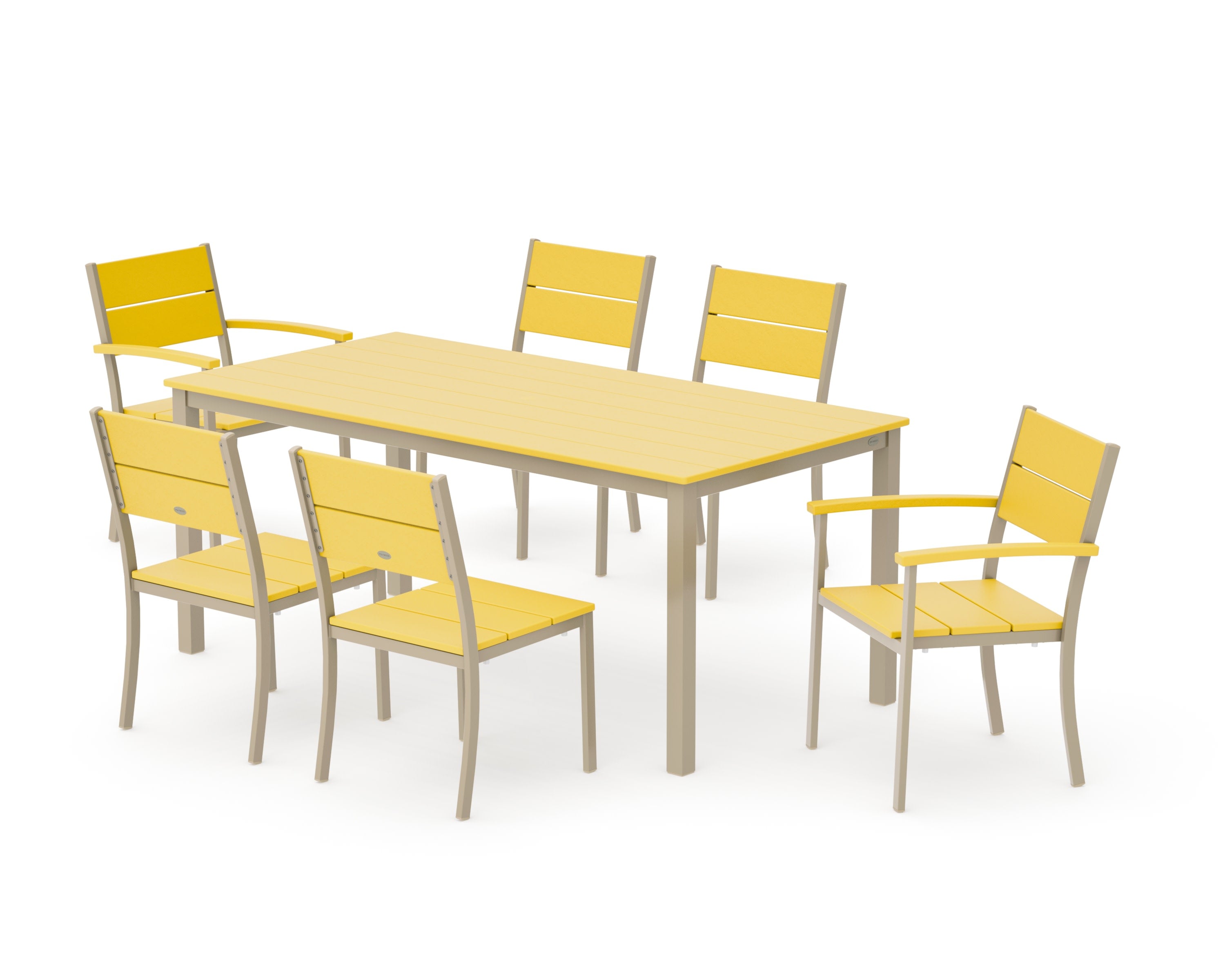 Main Street 7-Piece Dining Set in Sand / Lemon