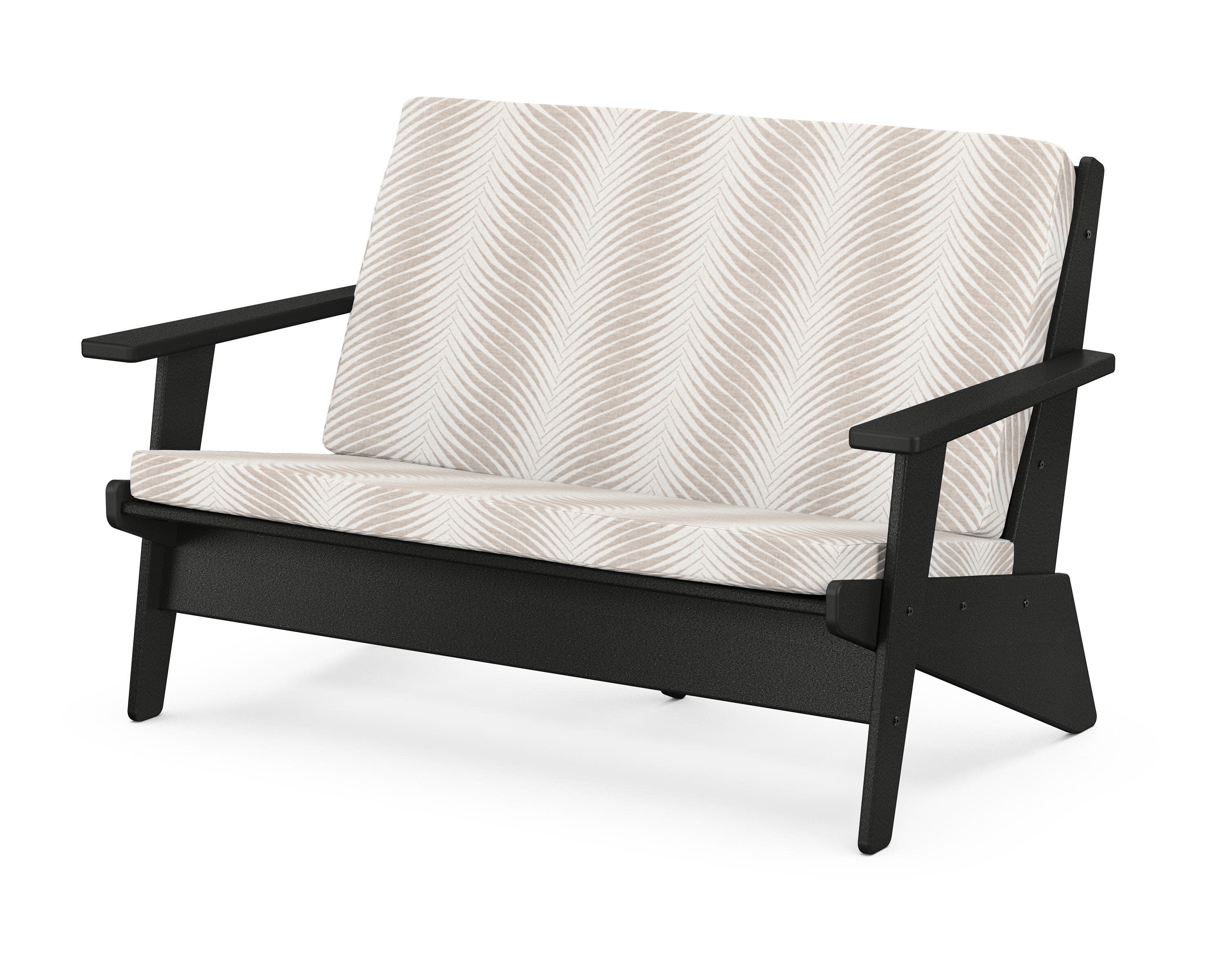 Riviera Modern Lounge Loveseat in Black / Clock Out Cloud
