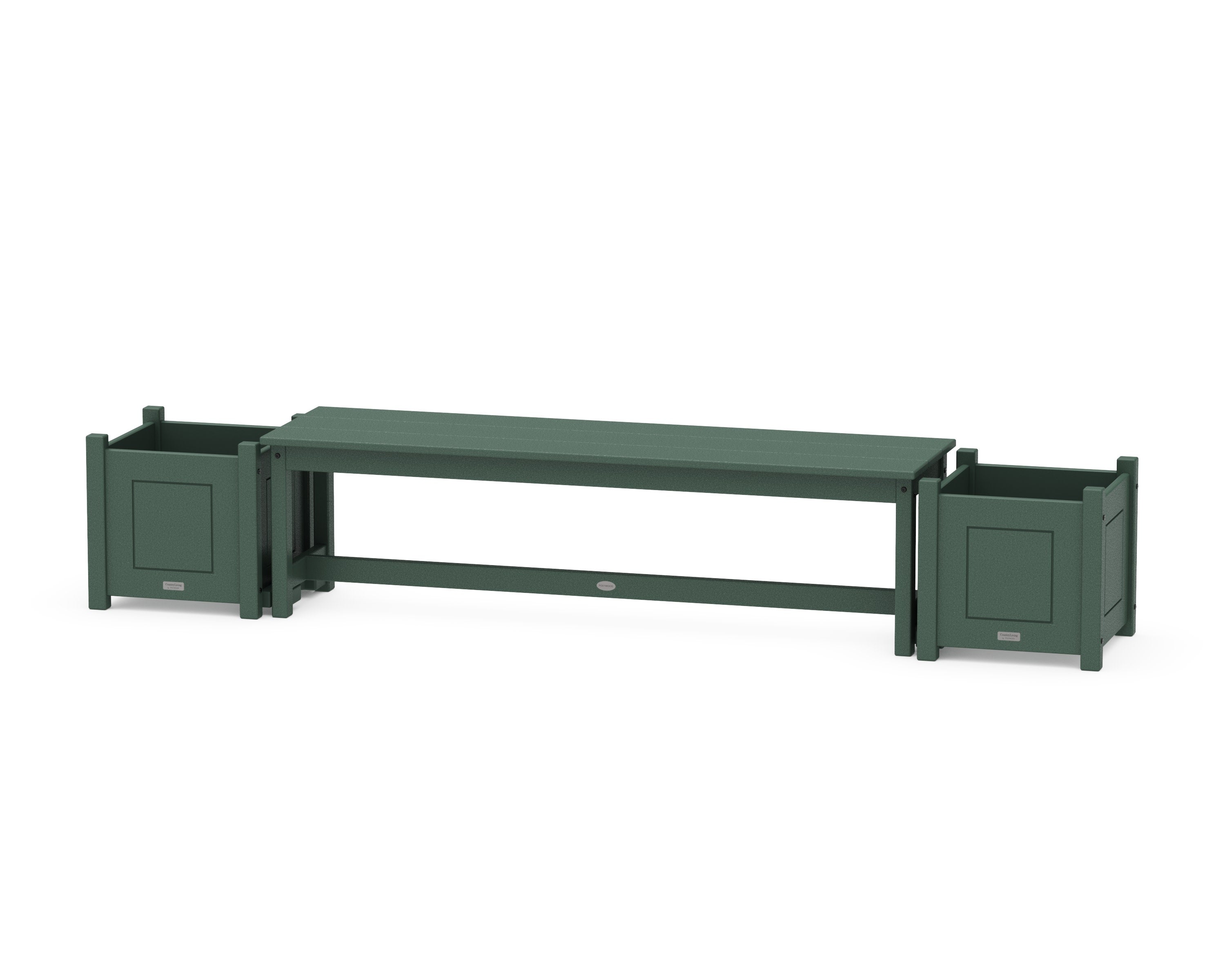 60" Country Living Straight Planter Bench Set in Green