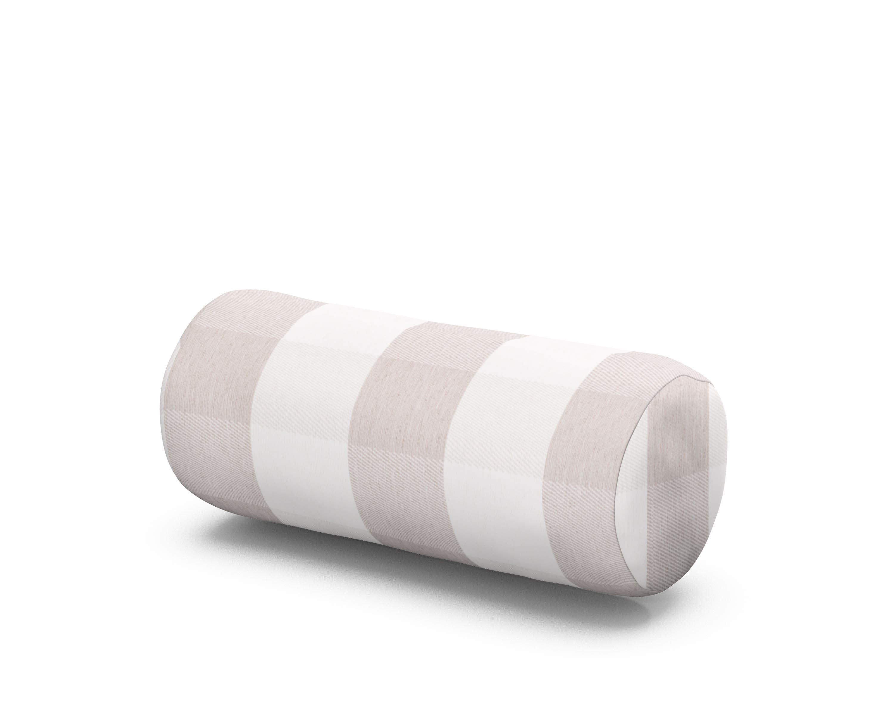Outdoor Bolster Pillow in Buffalo Plaid Dune Burlap