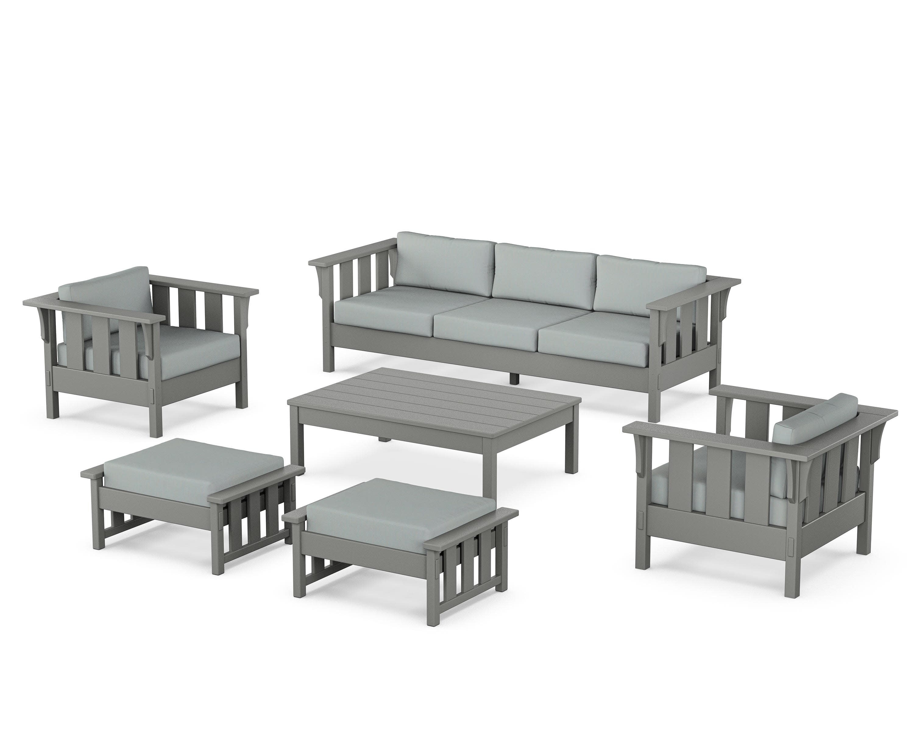 Acadia 6-Piece Lounge Sofa Set in Slate Grey / Spa