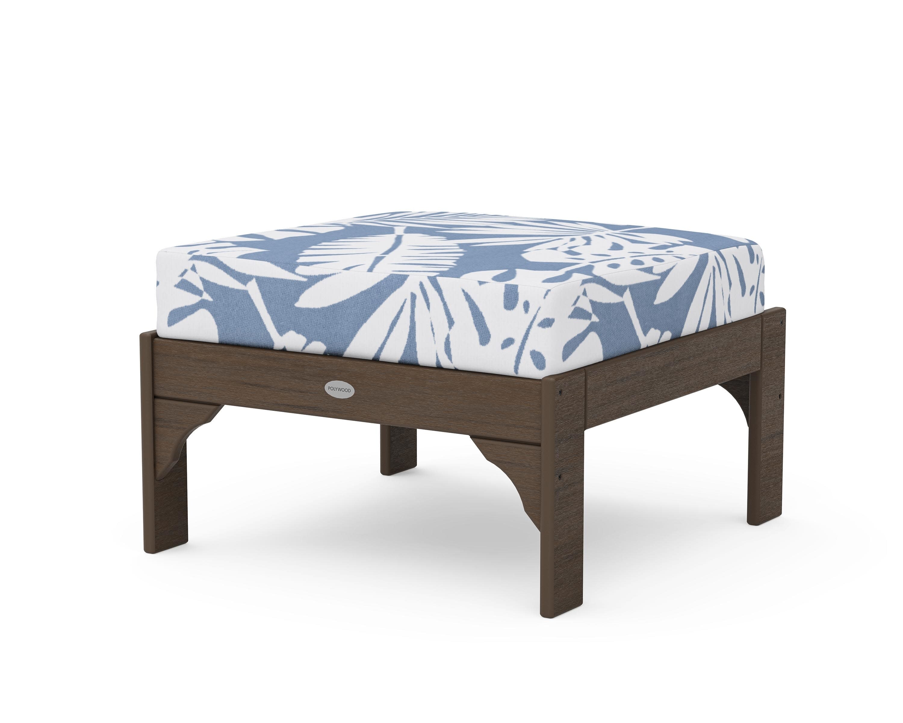 Vineyard Deep Seating Ottoman in Kona / Leaf Sky Blue