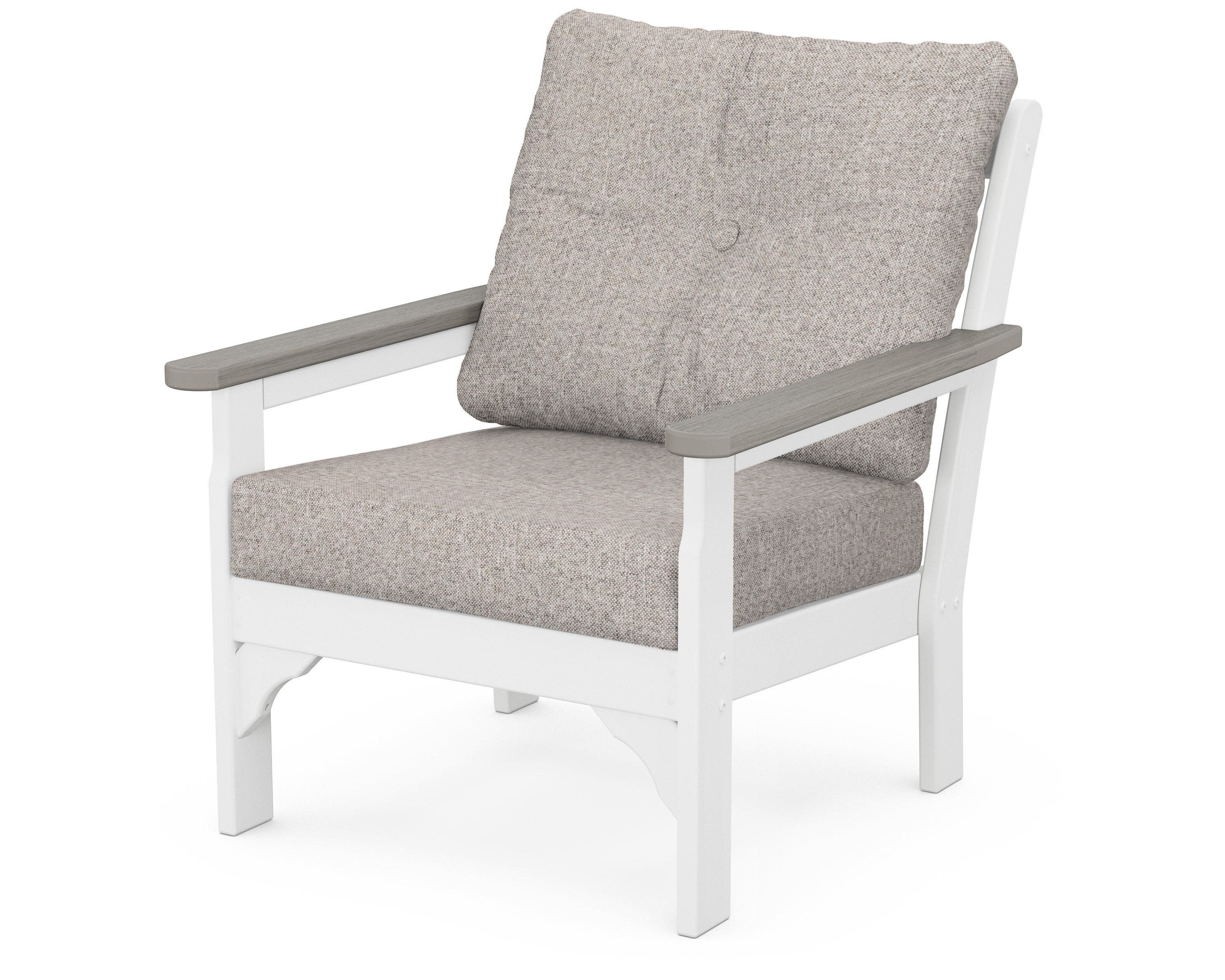 Vineyard Deep Seating Chair in White / Driftwood / Weathered Tweed