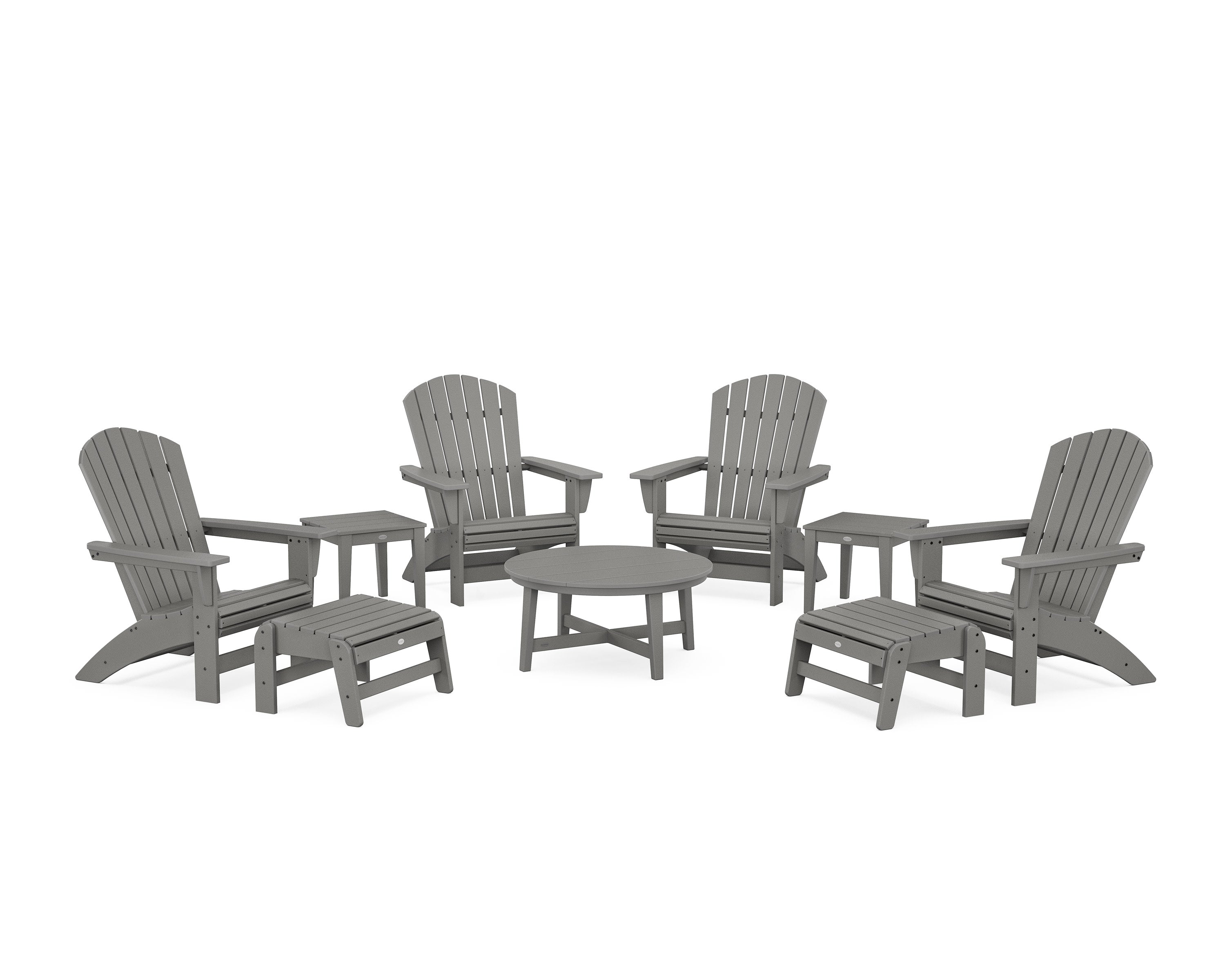 Nautical Grand Adirondack 9-Piece Conversation Set in Slate Grey