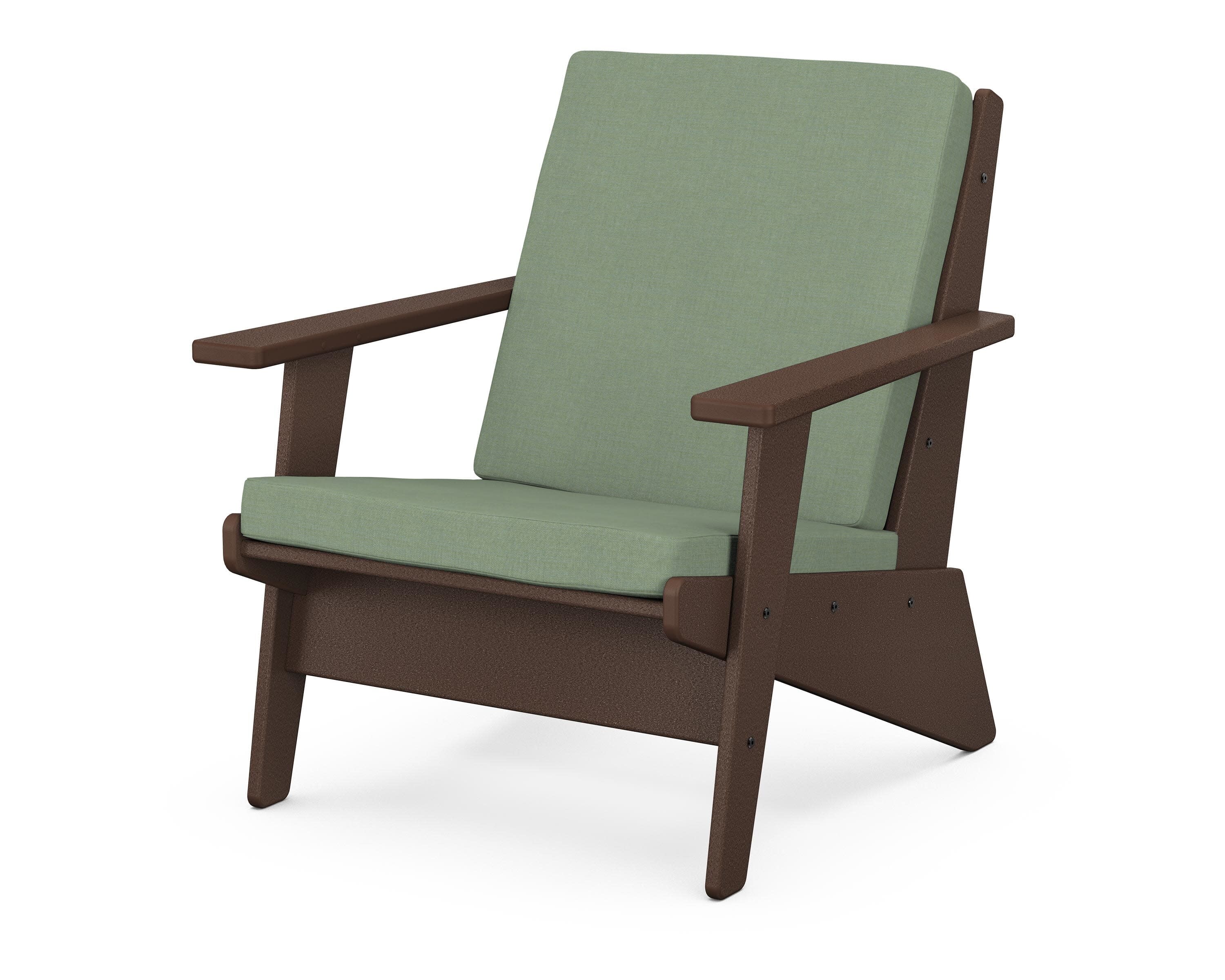 Riviera Modern Lounge Chair in Mahogany / Exhale Rainwashed