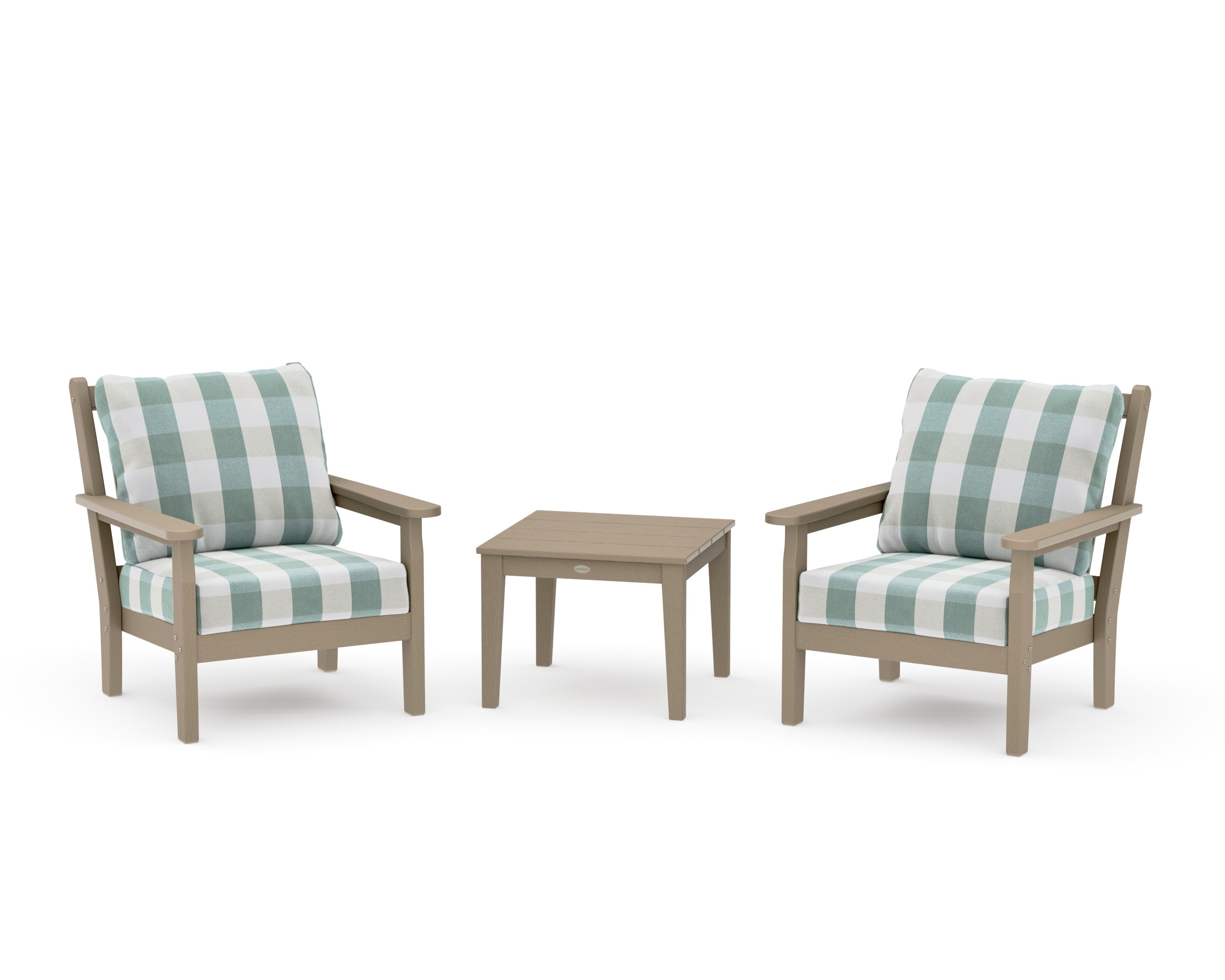 Chippendale 3-Piece Deep Seating Set in Vintage Sahara / Buffalo Plaid Glacier Spa
