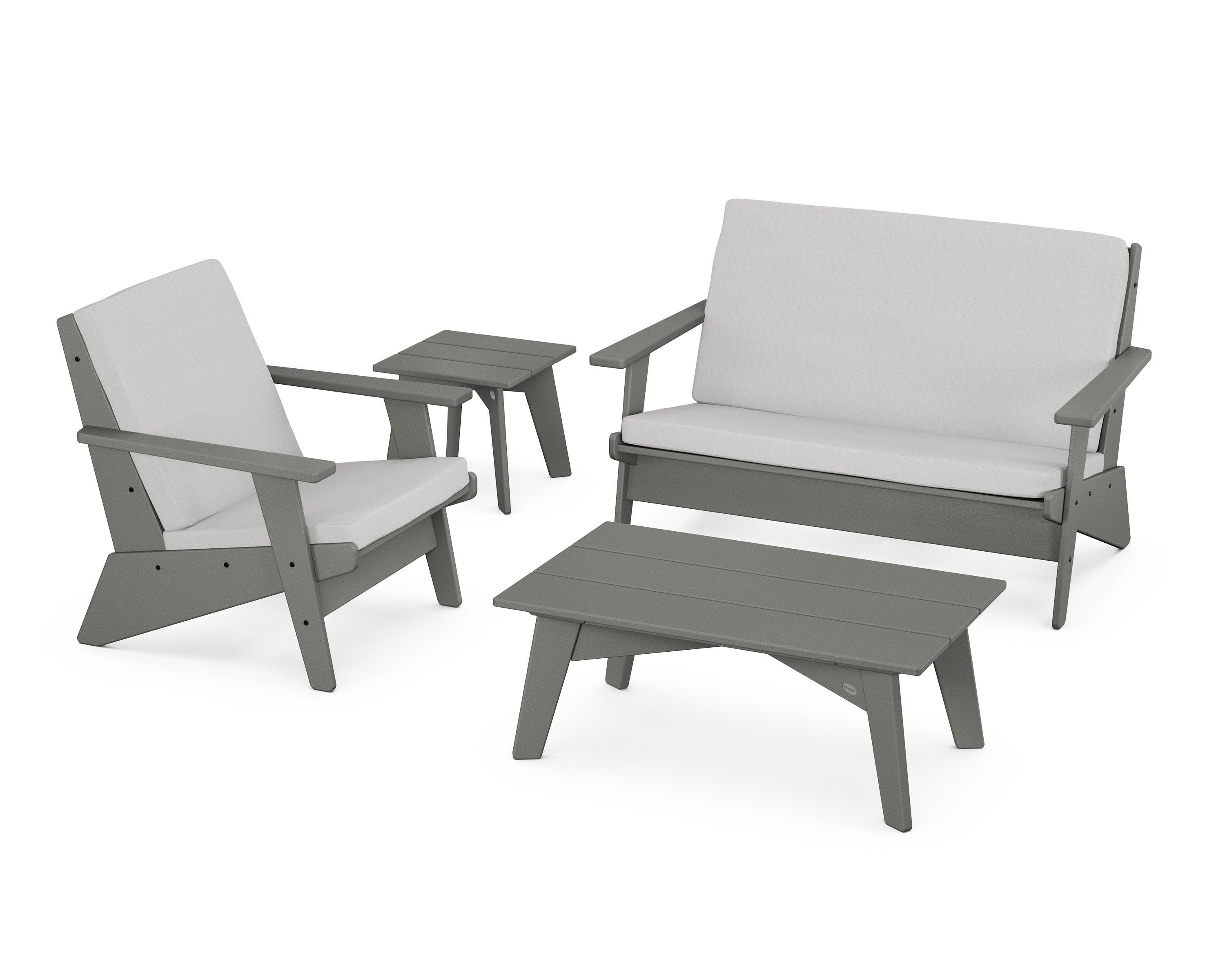 Riviera Modern Lounge 4-Piece Set in Slate Grey / Diamond in the Rough