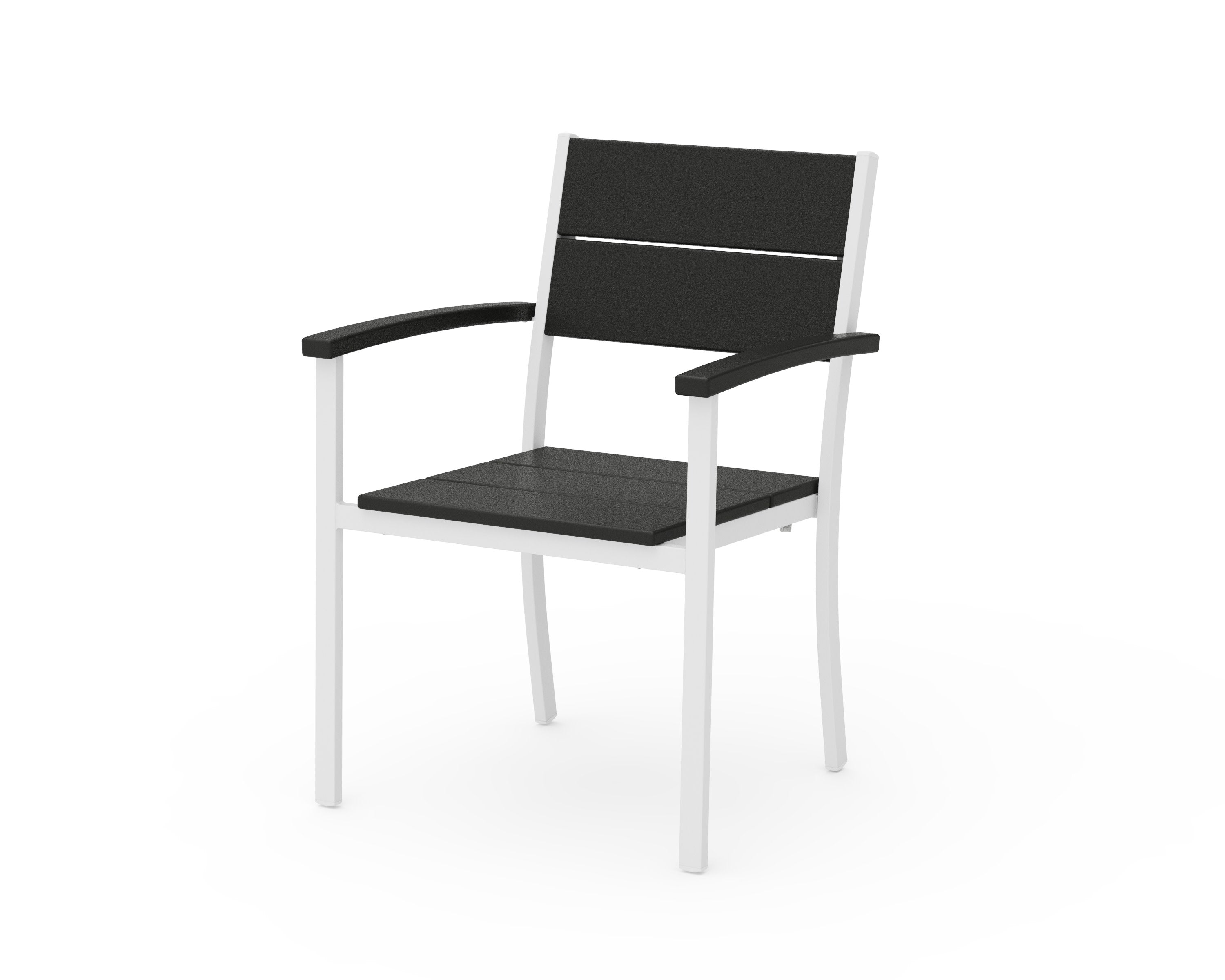 Main Street Stacking Dining Arm Chair in White / Black