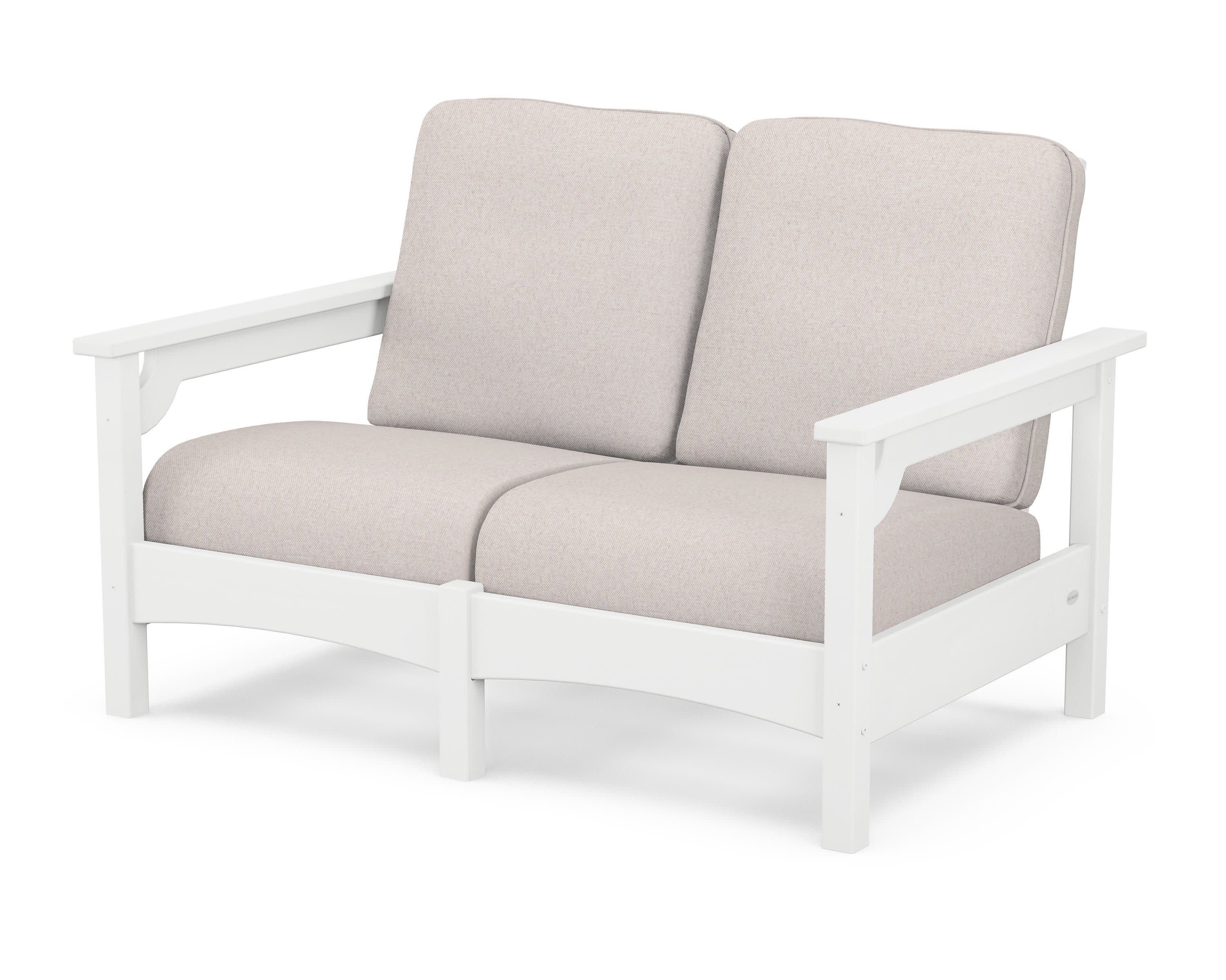 Club Loveseat in White / Dune Burlap