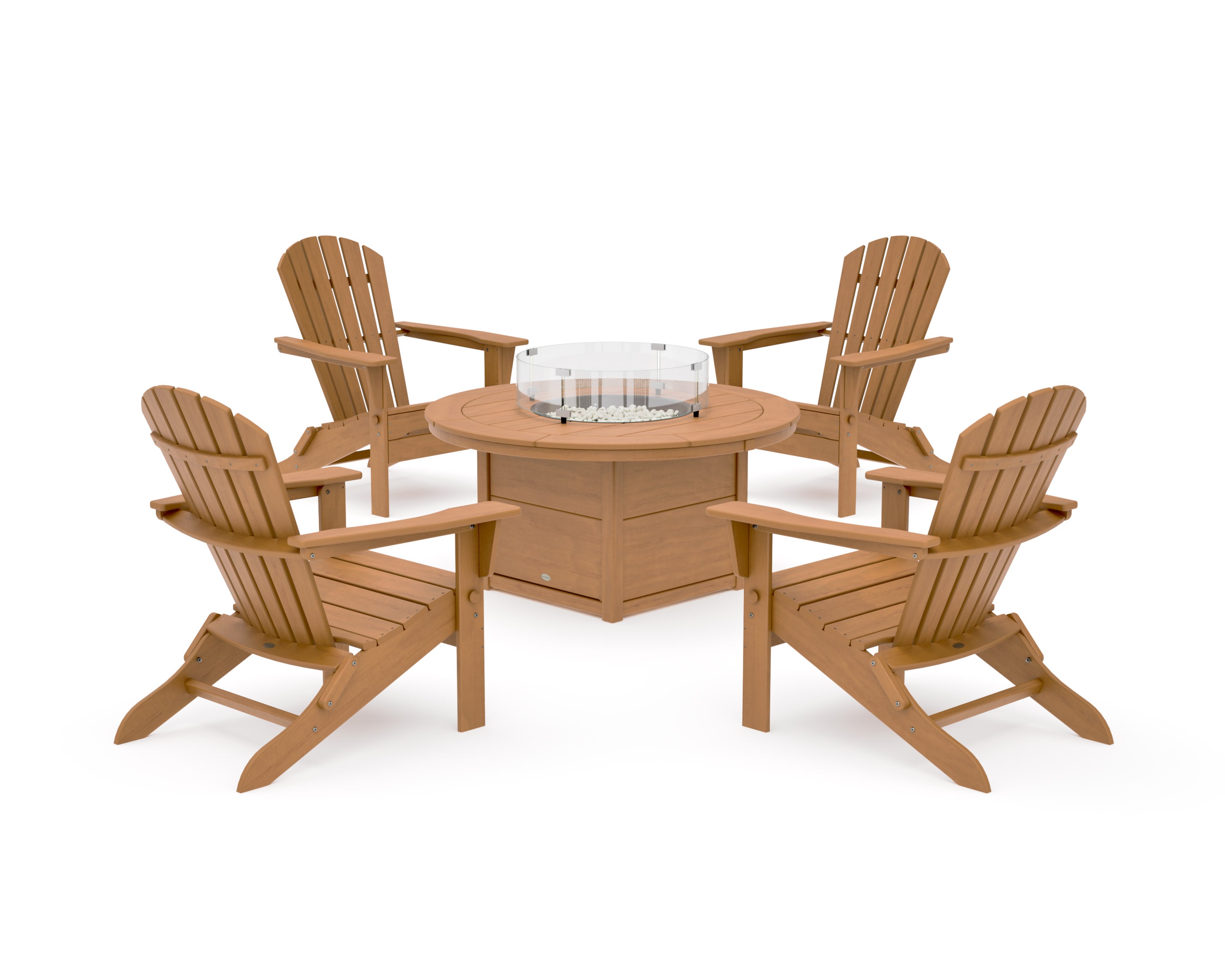 South Beach 5-Piece Folding Adirondack Fire Chat Set in Natural