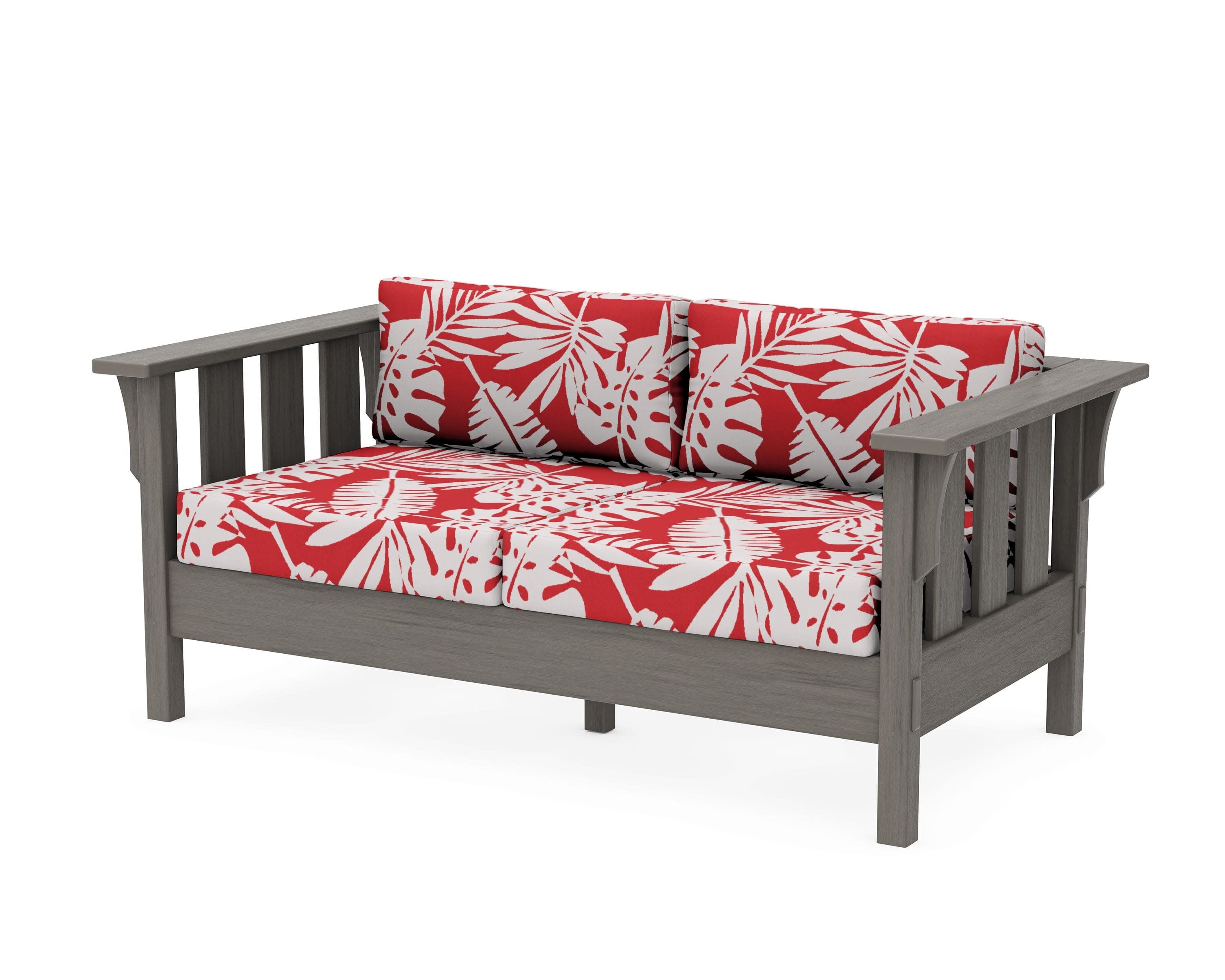 Acadia Deep Seating Loveseat in Driftwood / Leaf Crimson