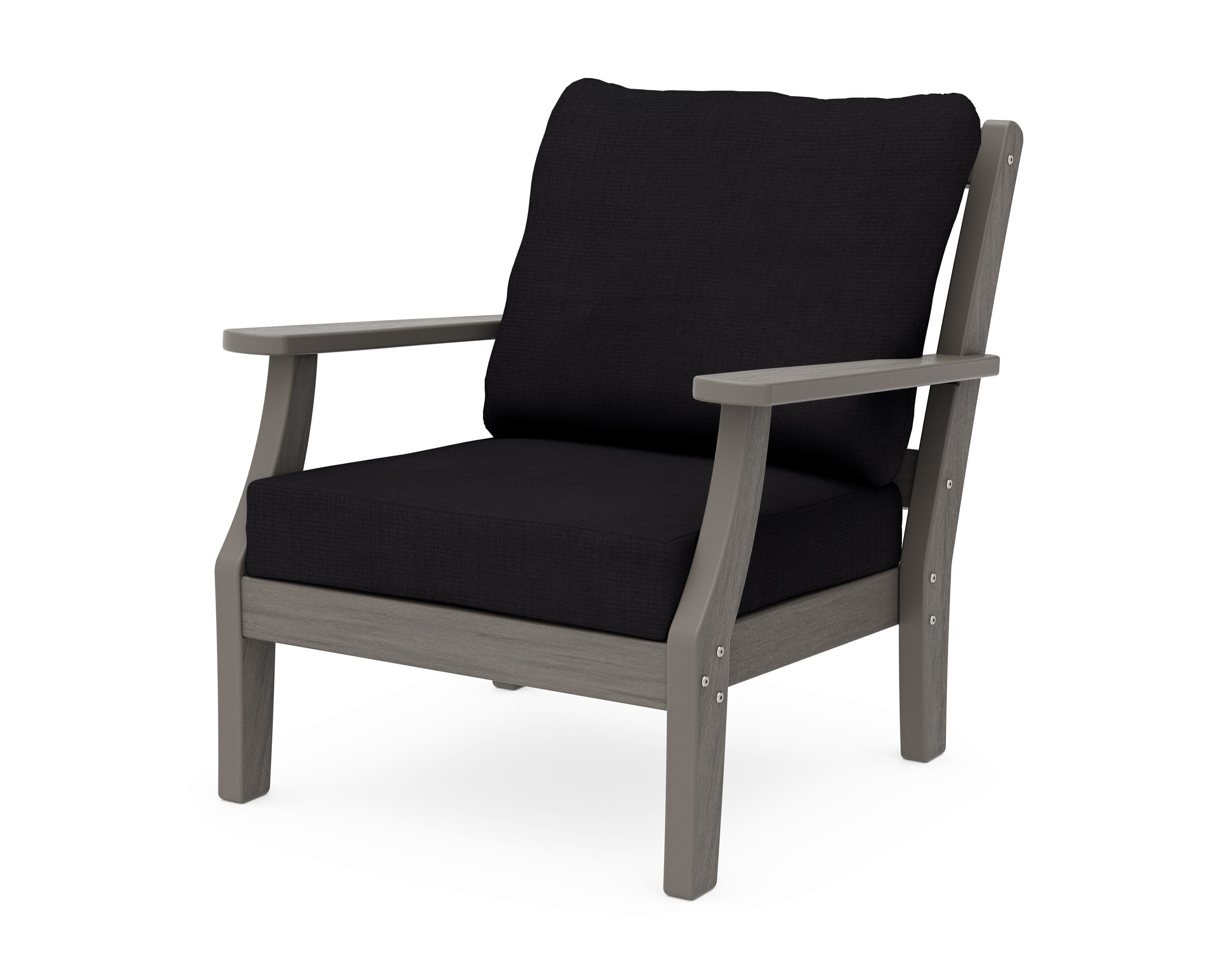 Chinoiserie Deep Seating Chair in Driftwood / Midnight Linen