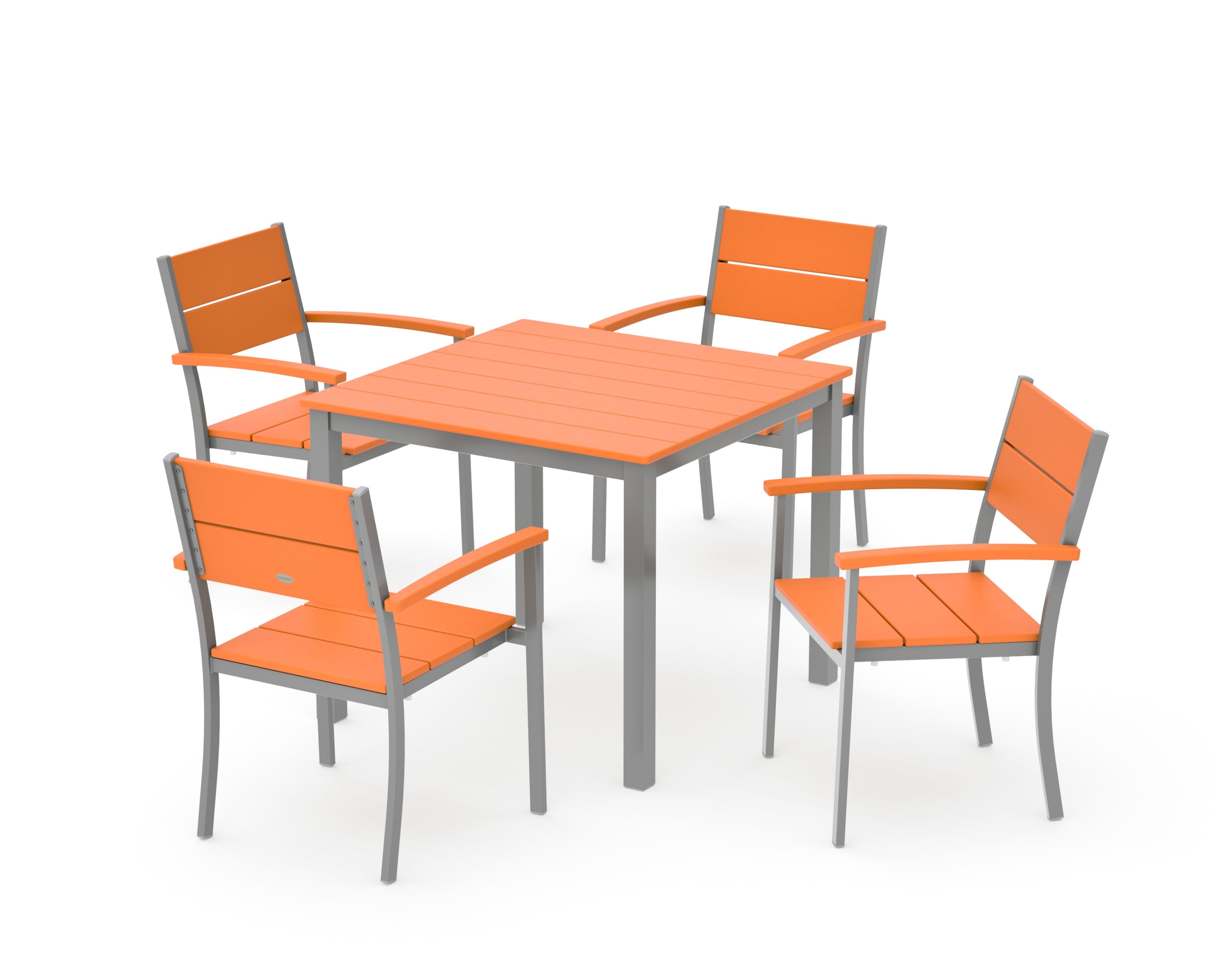 Main Street 5-Piece Dining Set in Silver / Tangerine