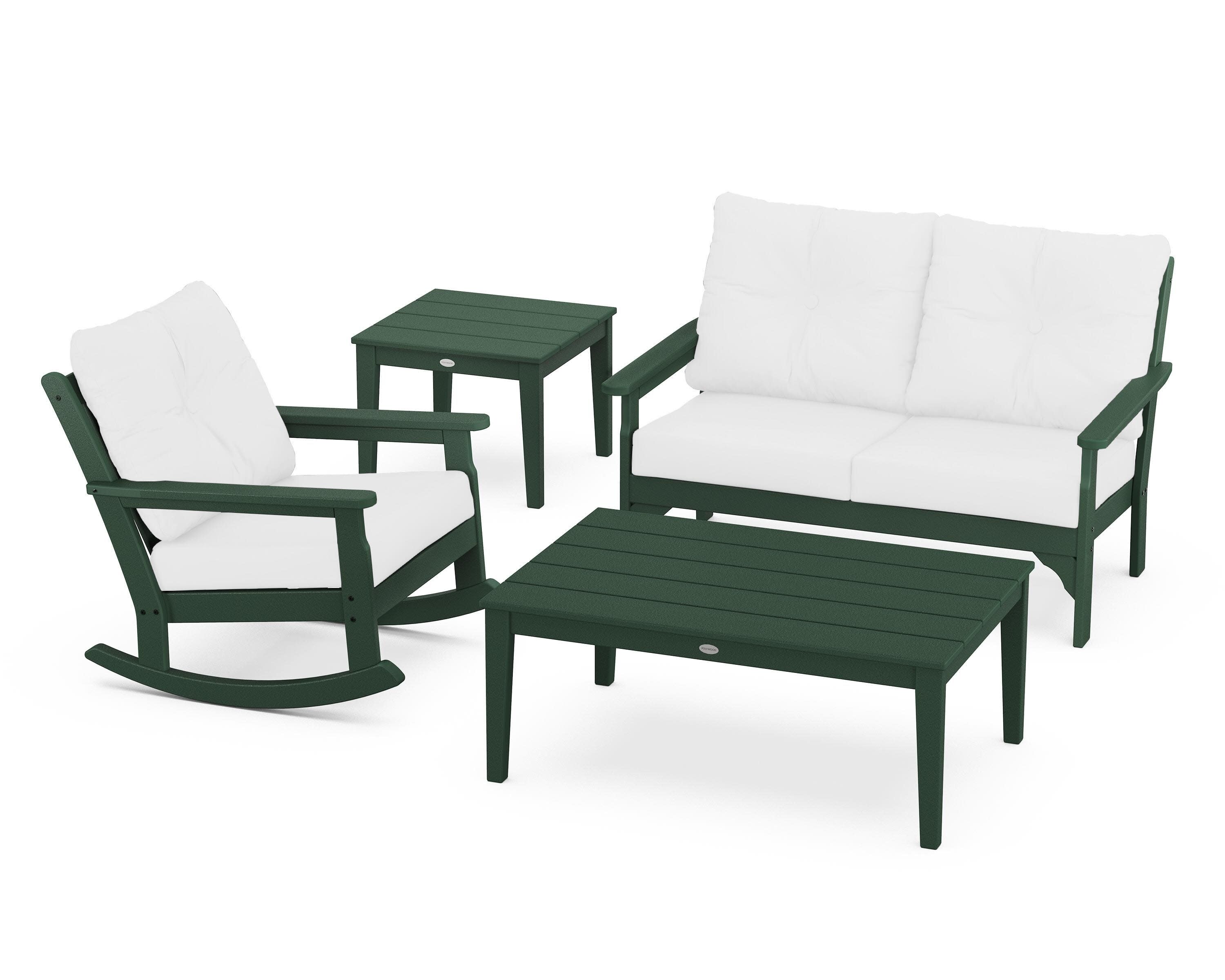 Vineyard 4-Piece Deep Seating Rocker Set in Green / Natural