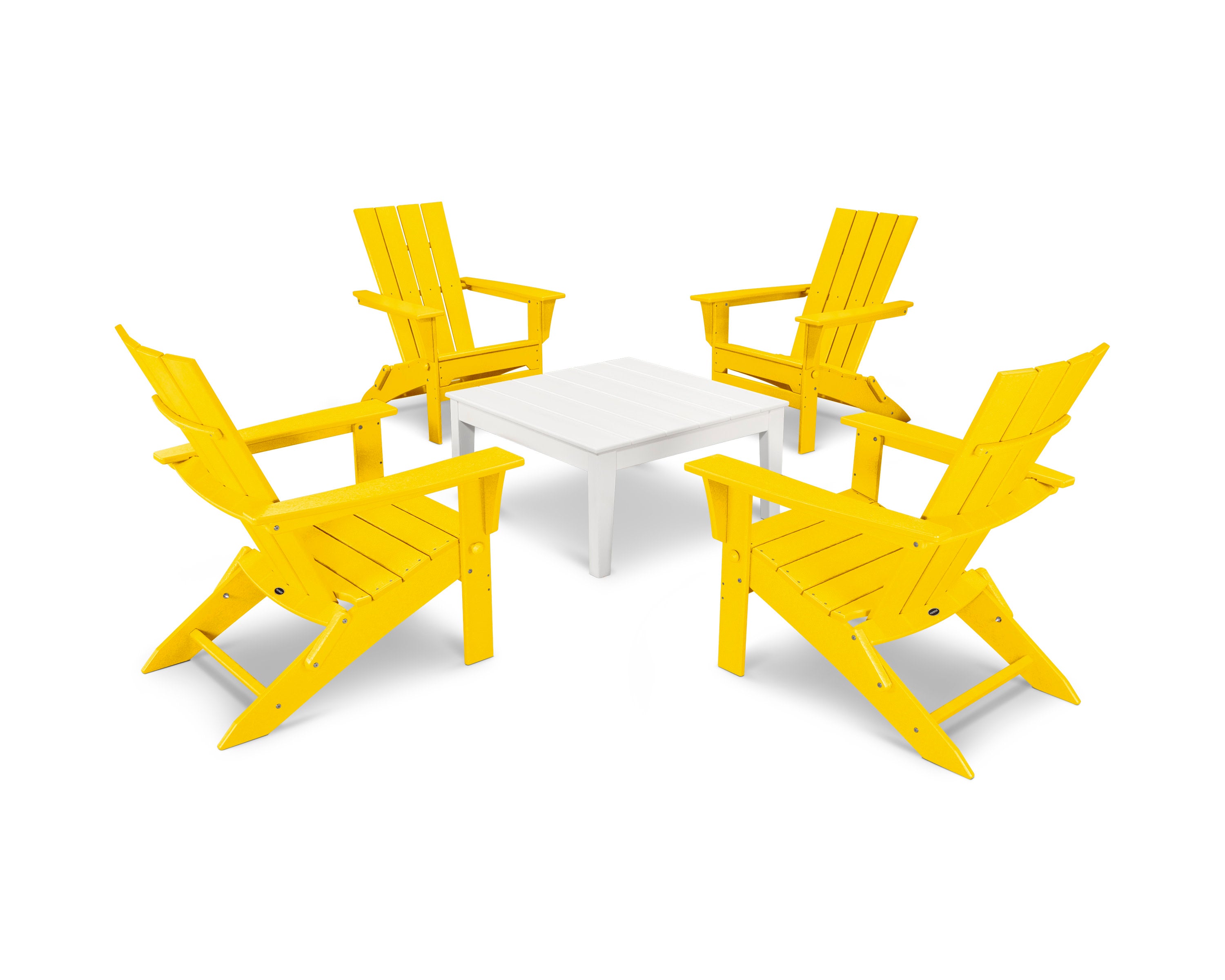 Quattro Folding Chair 5-Piece Conversation Set in Lemon / White