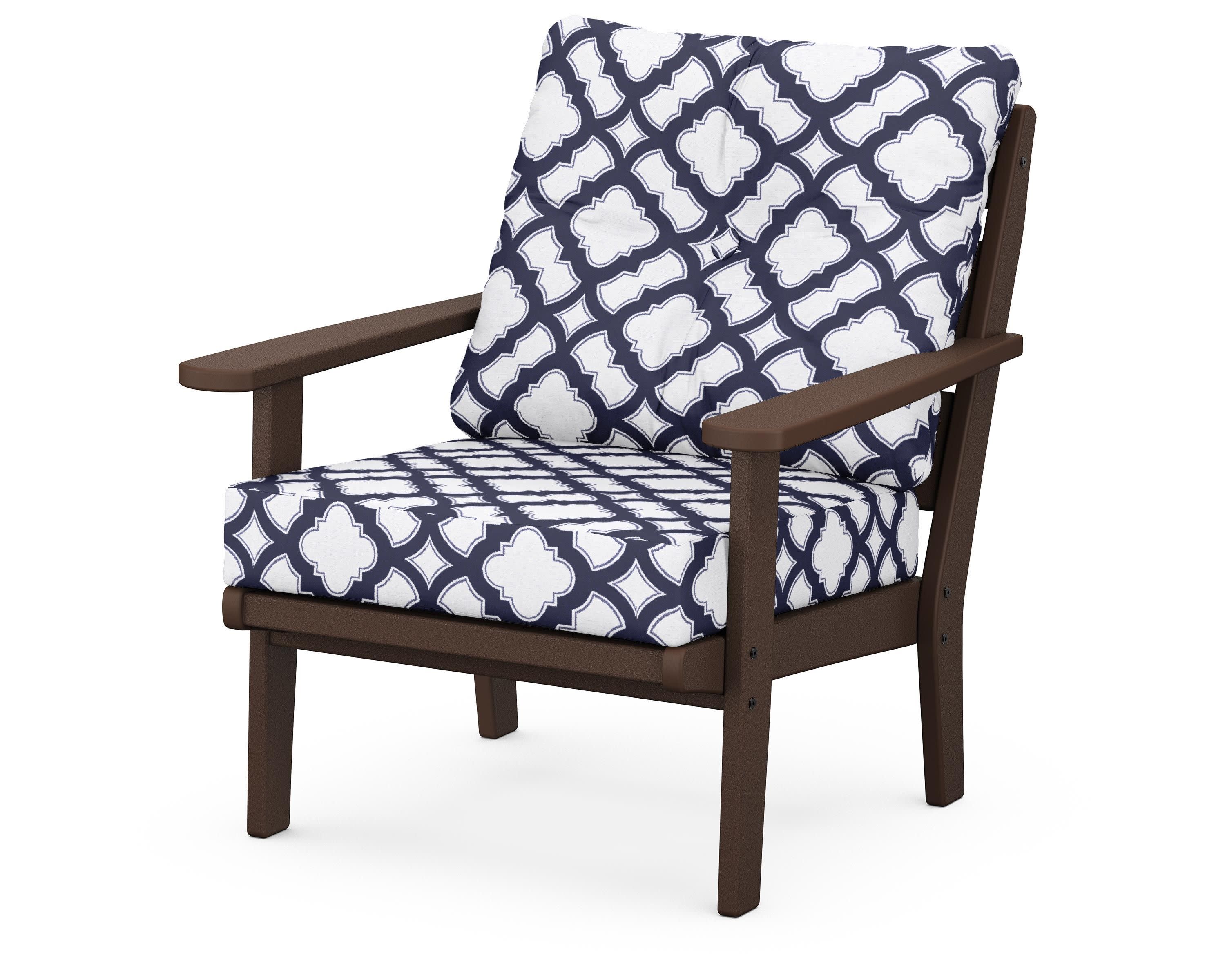 Lakeside Deep Seating Chair in Mahogany / Trellis Navy