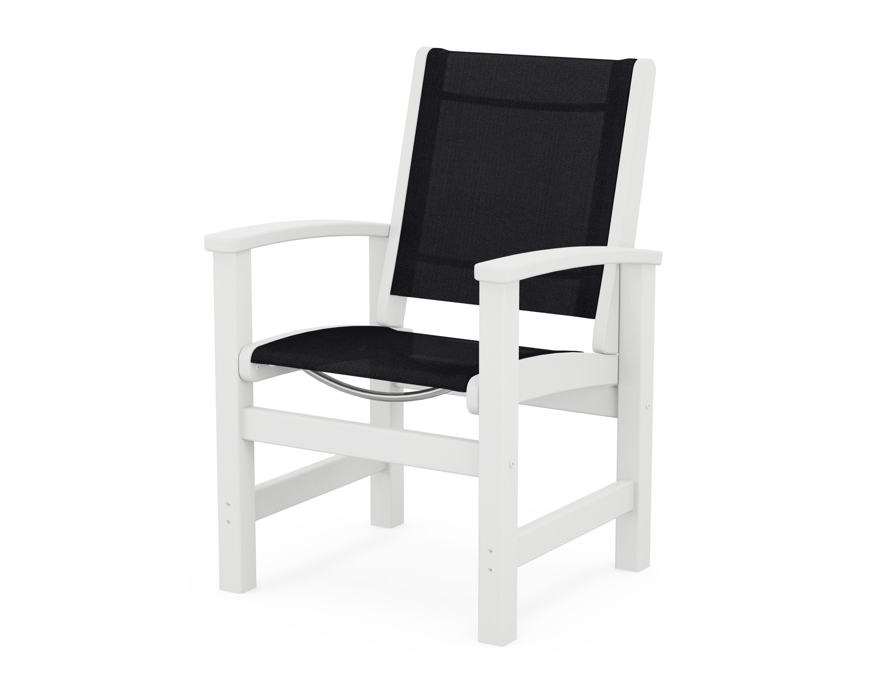 Coastal Dining Chair in White / Black Sling