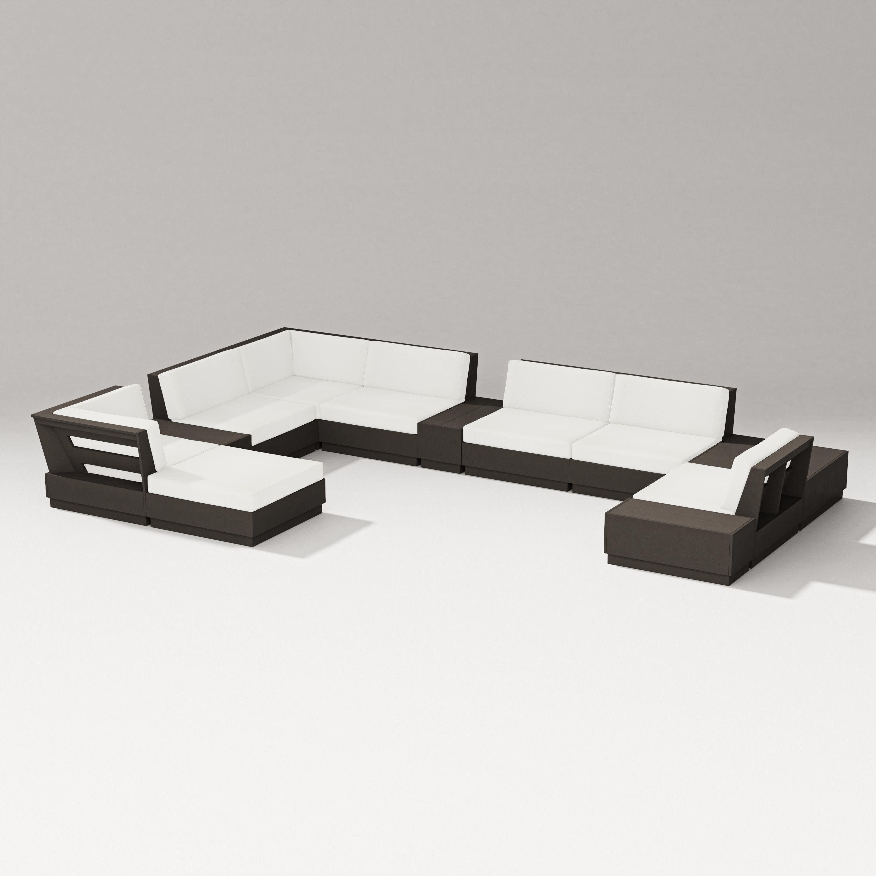 Elevate 12-Piece Conversation Sectional Set in Vintage Coffee / Natural Linen