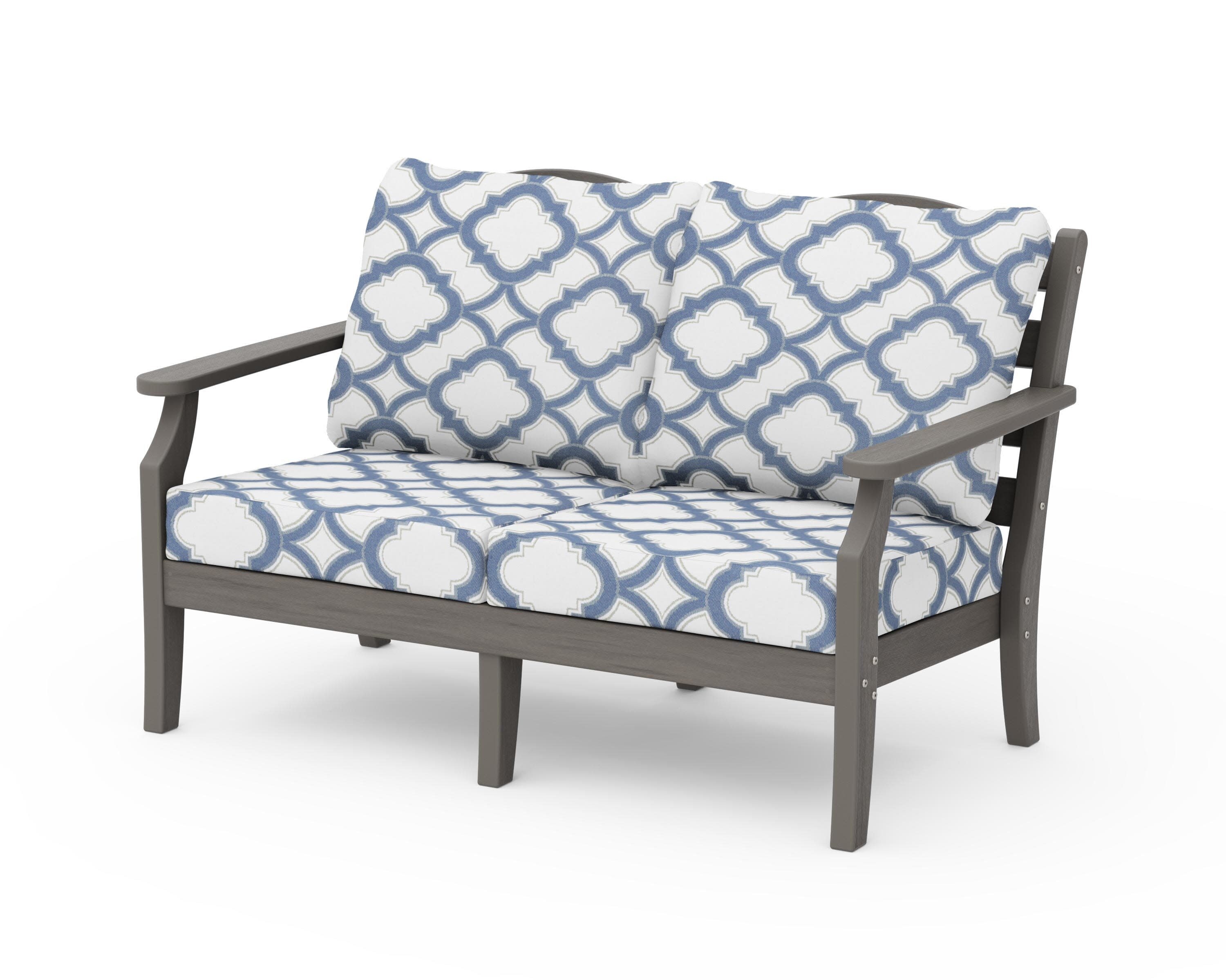 Savannah Deep Seating Loveseat in Driftwood / Trellis Sky Blue