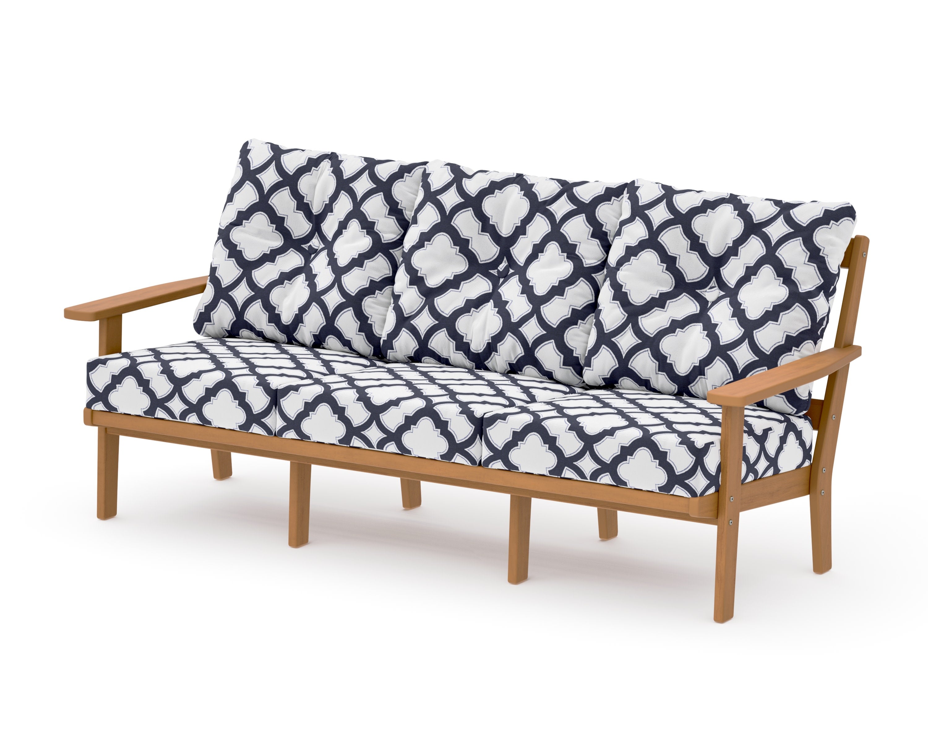 PrairieDeep Seating Sofa in Natural / Trellis Navy