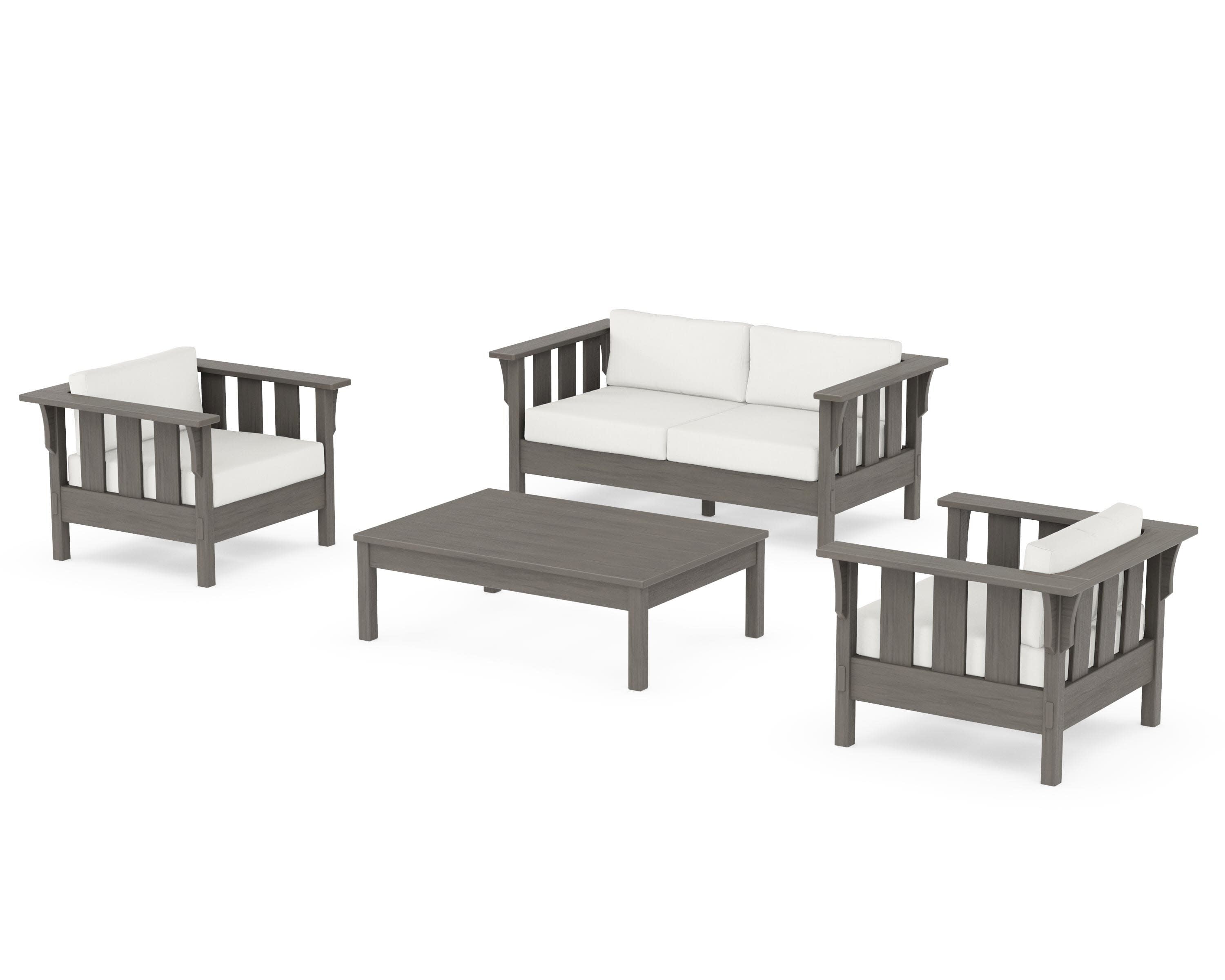 Acadia 4-Piece Deep Seating Set with Loveseat in Driftwood / Natural Linen
