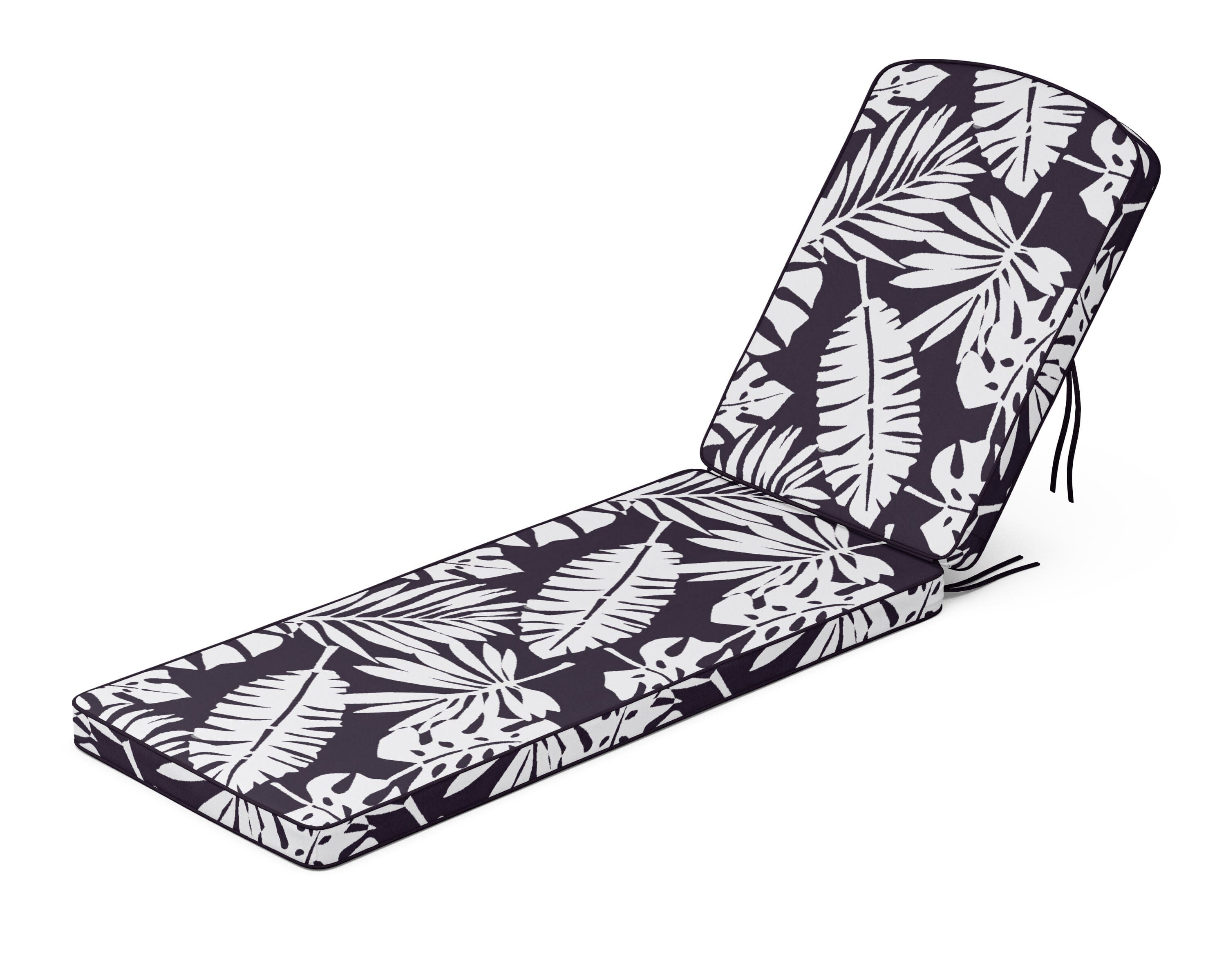 Chinoiserie Chaise Cushion in Leaf Navy