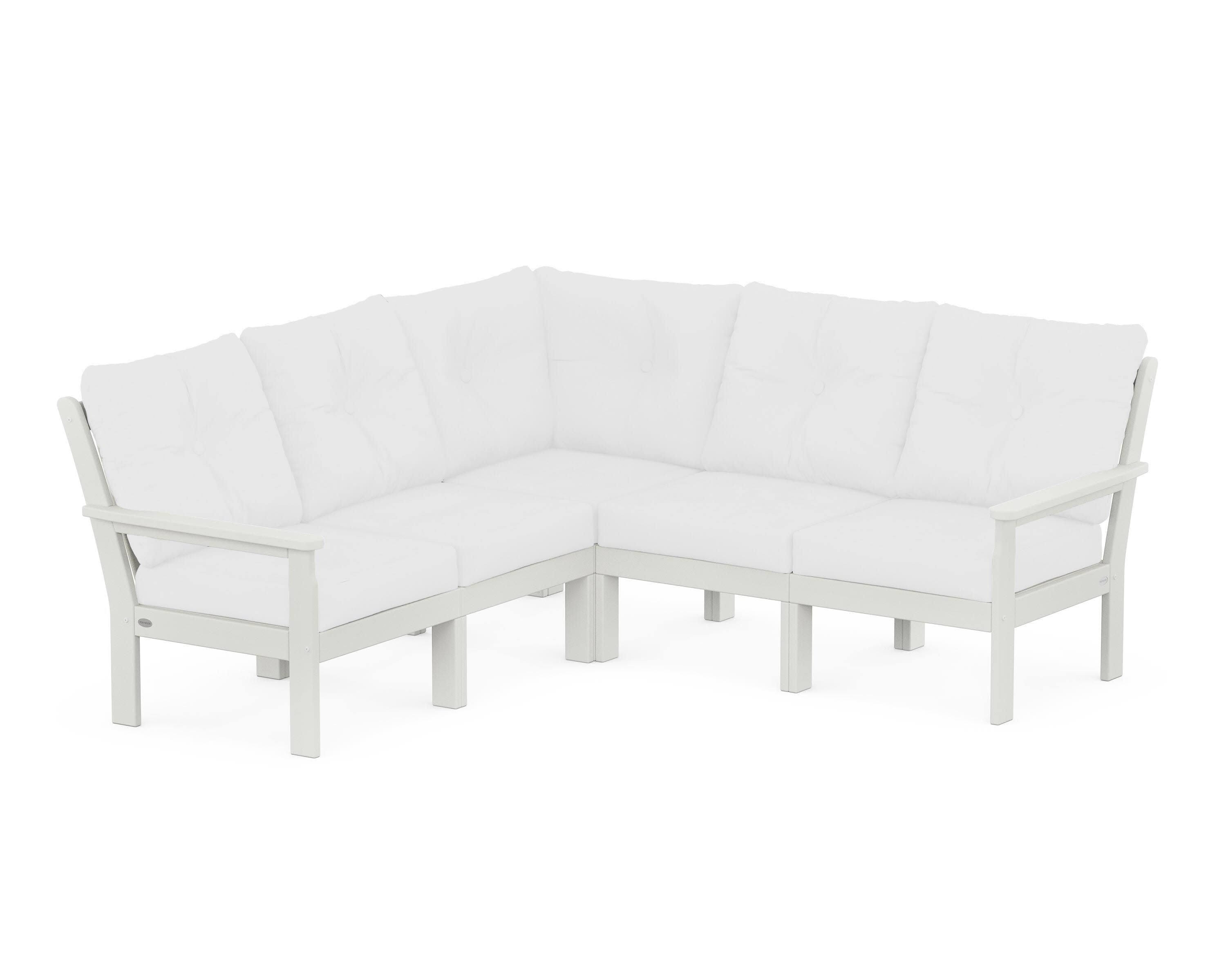 Vineyard 5-Piece Sectional in Vintage White / Natural