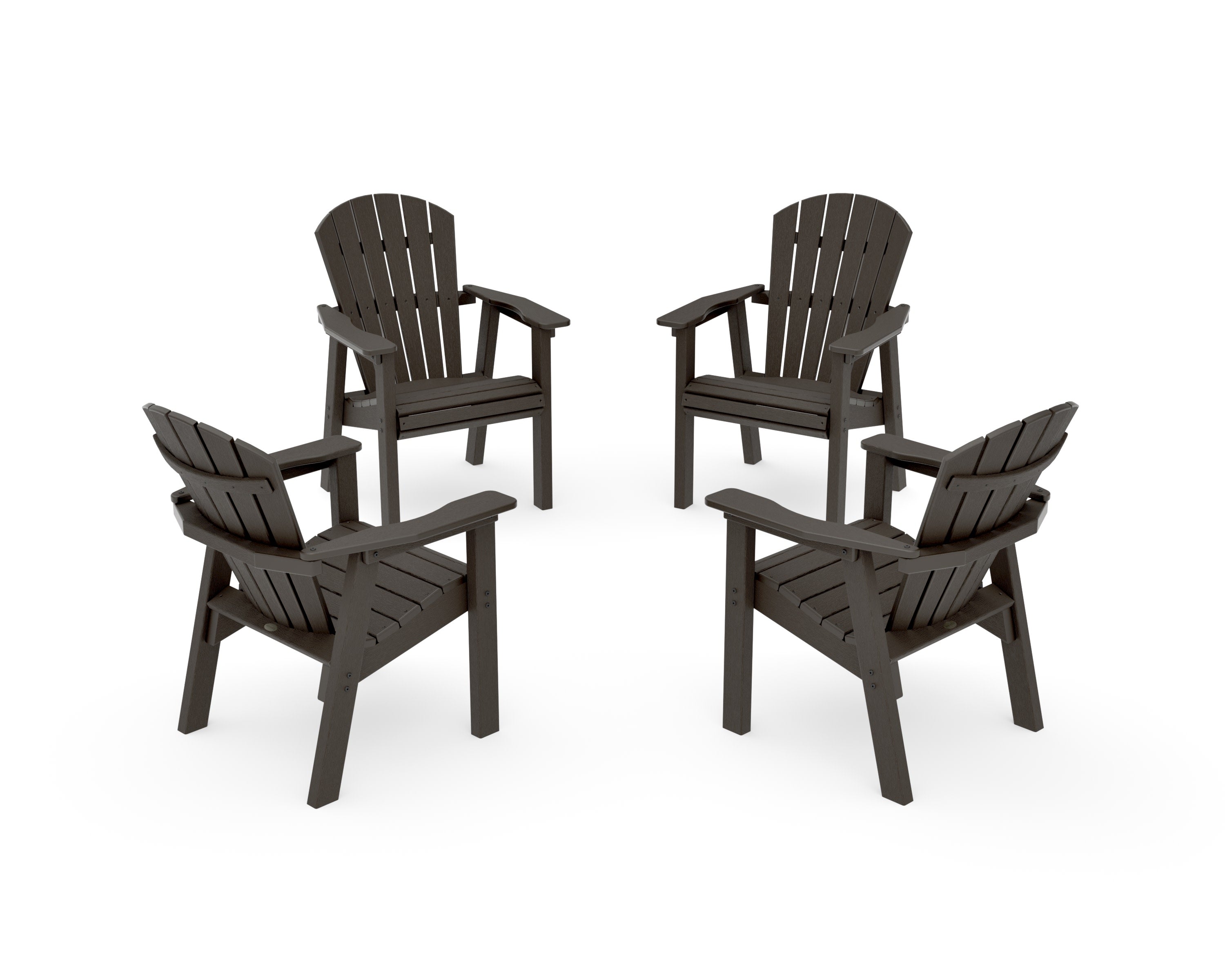 Seashell 4-Piece Upright Adirondack Conversation Set in Vintage Coffee
