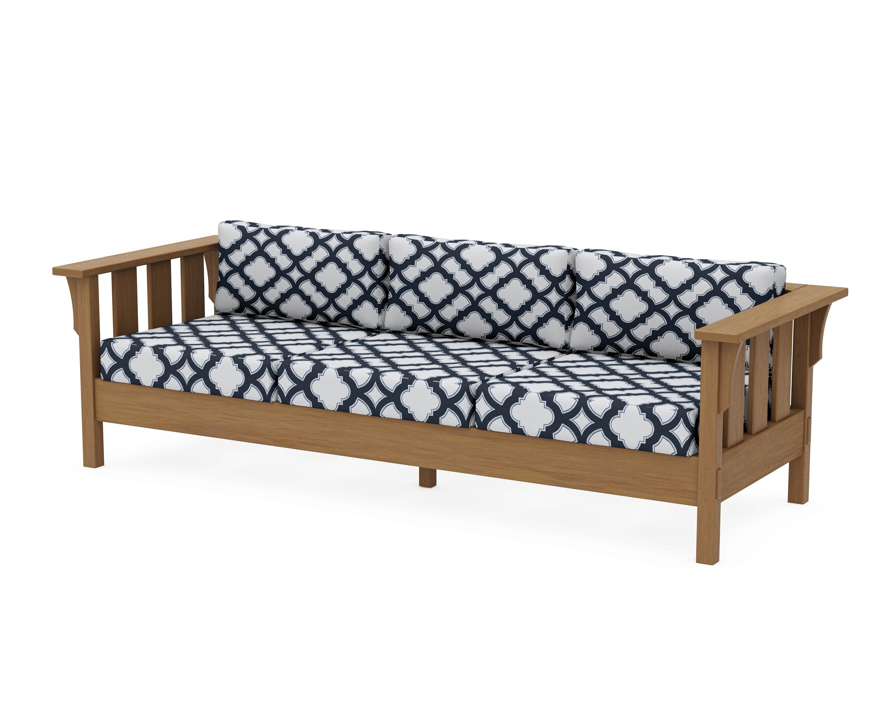 Acadia Deep Seating Sofa in Natural / Trellis Marine Indigo
