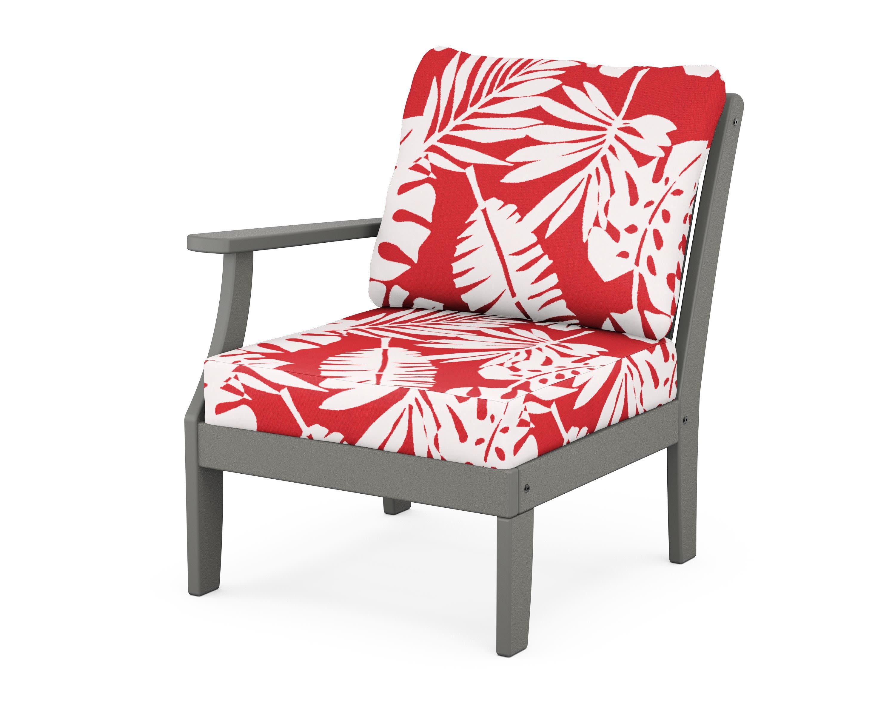 Braxton Modular Left Arm Chair in Slate Grey / Leaf Crimson