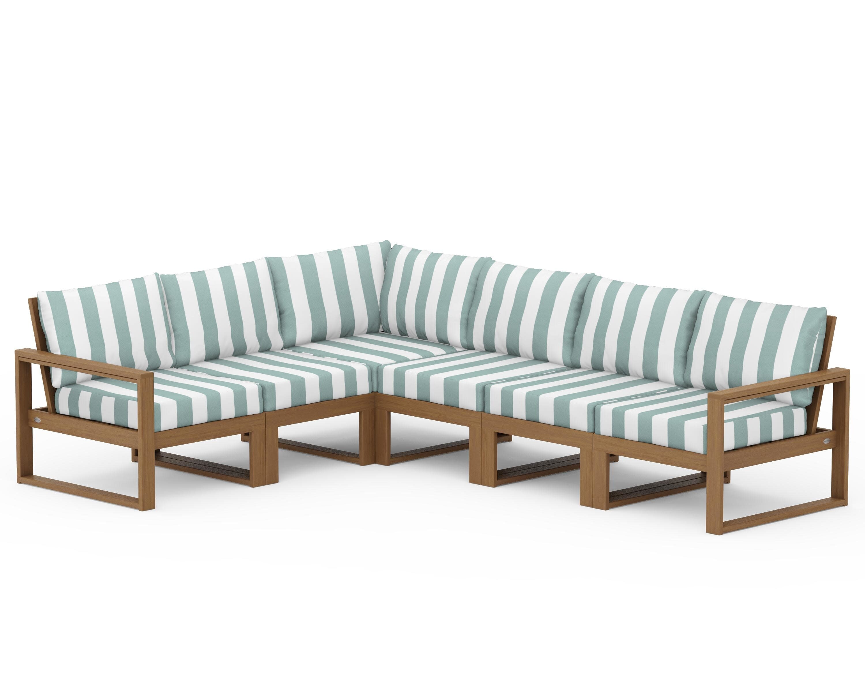 EDGE 6-Piece Modular Deep Seating Set in Natural / Cabana Stripe Glacier Spa