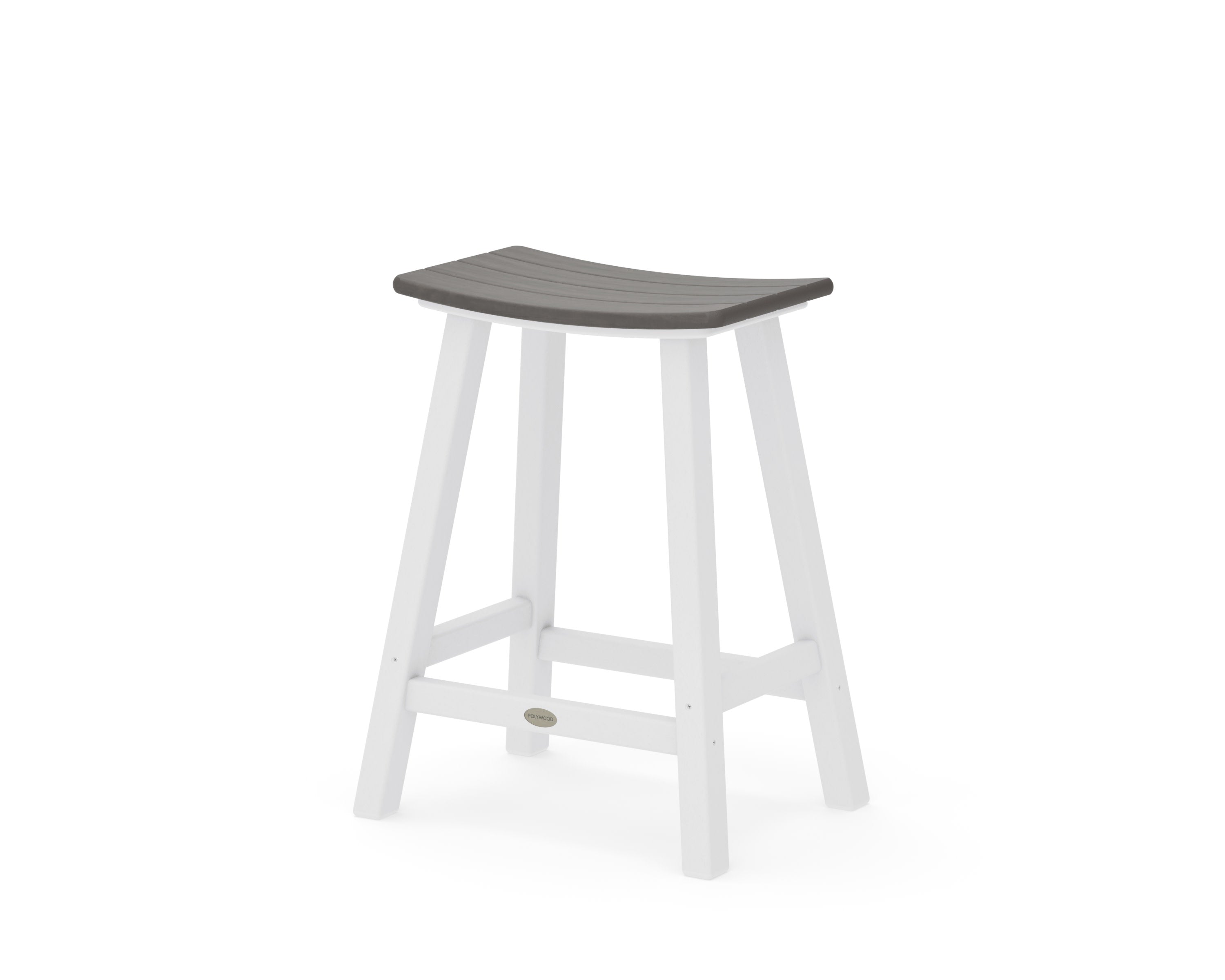 Contempo 24" Saddle Counter Stool in White / Driftwood