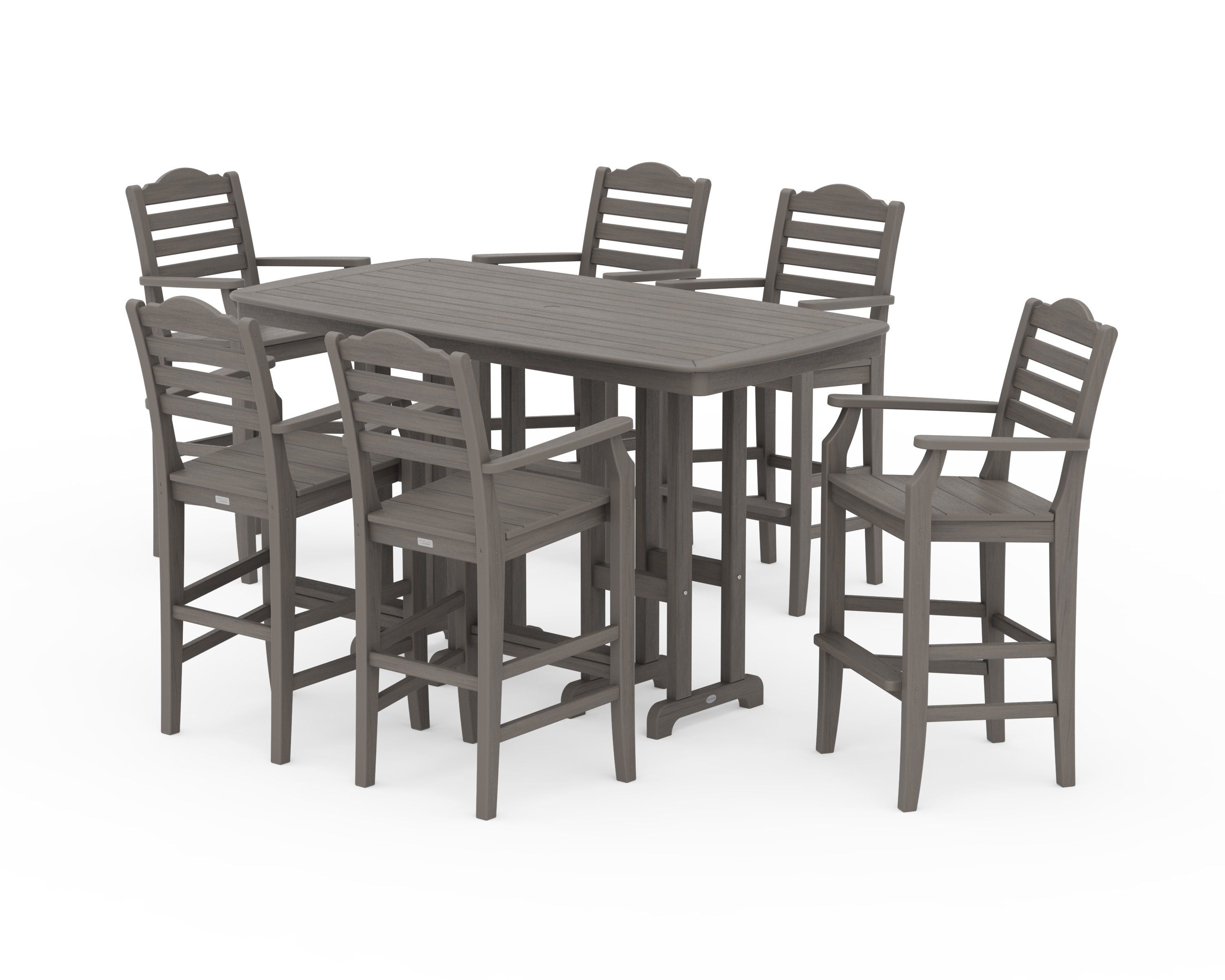 Savannah Arm Chair 7-Piece Bar Set in Driftwood