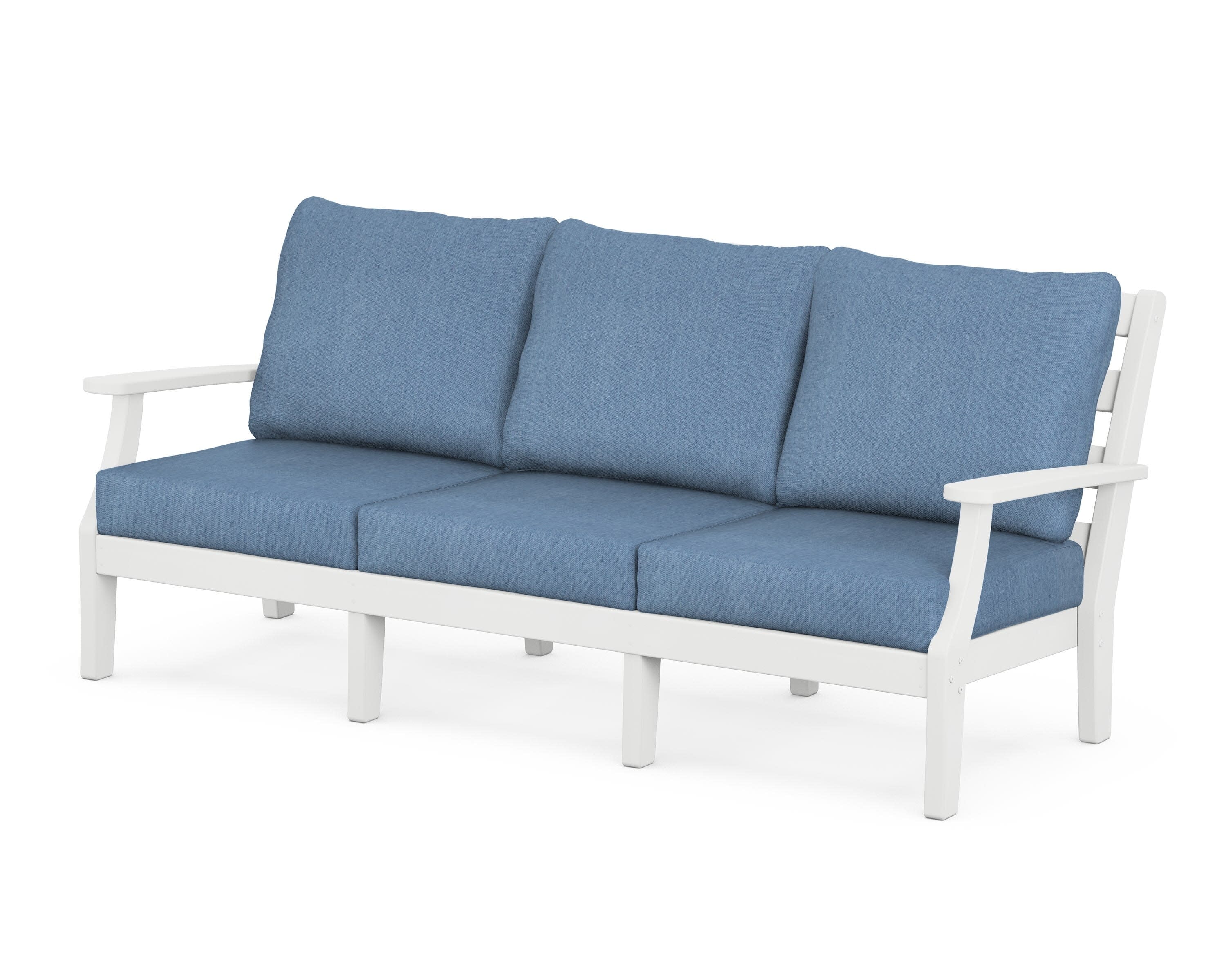 Chesapeake Deep Seating Sofa in White / Sky Blue